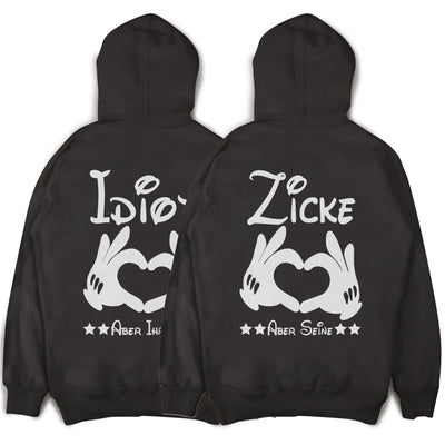 Idiot Aber Ihrer und Zicke Aber Seine Pärchen Pullover im SET Pärchen Hoodie Paar Geschenk für Paare Idiot Zicke Million Threads XS - 3XL