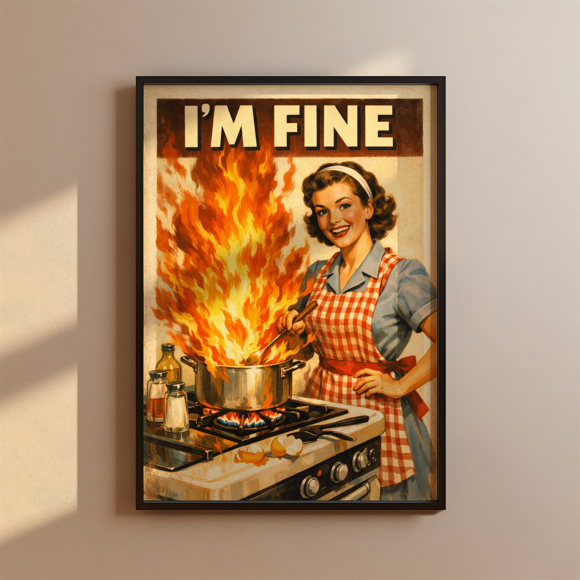 Lustiges Küchen Poster 50er Jahre - Im Fine Vintage Bild Wanddeko Esszimmer - Geschenk für Hobbyköche