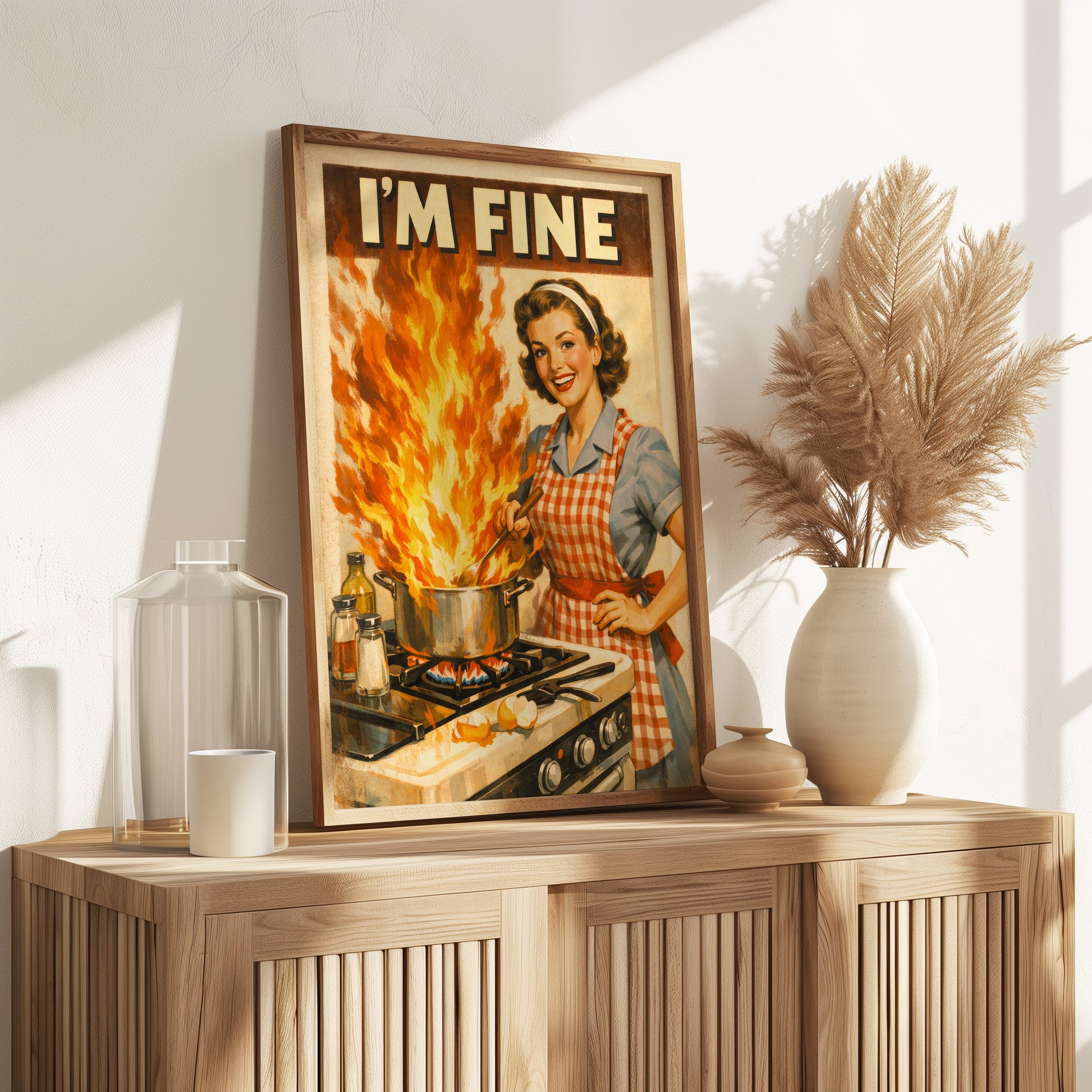 Lustiges Küchen Poster 50er Jahre - Im Fine Vintage Bild Wanddeko Esszimmer - Geschenk für Hobbyköche