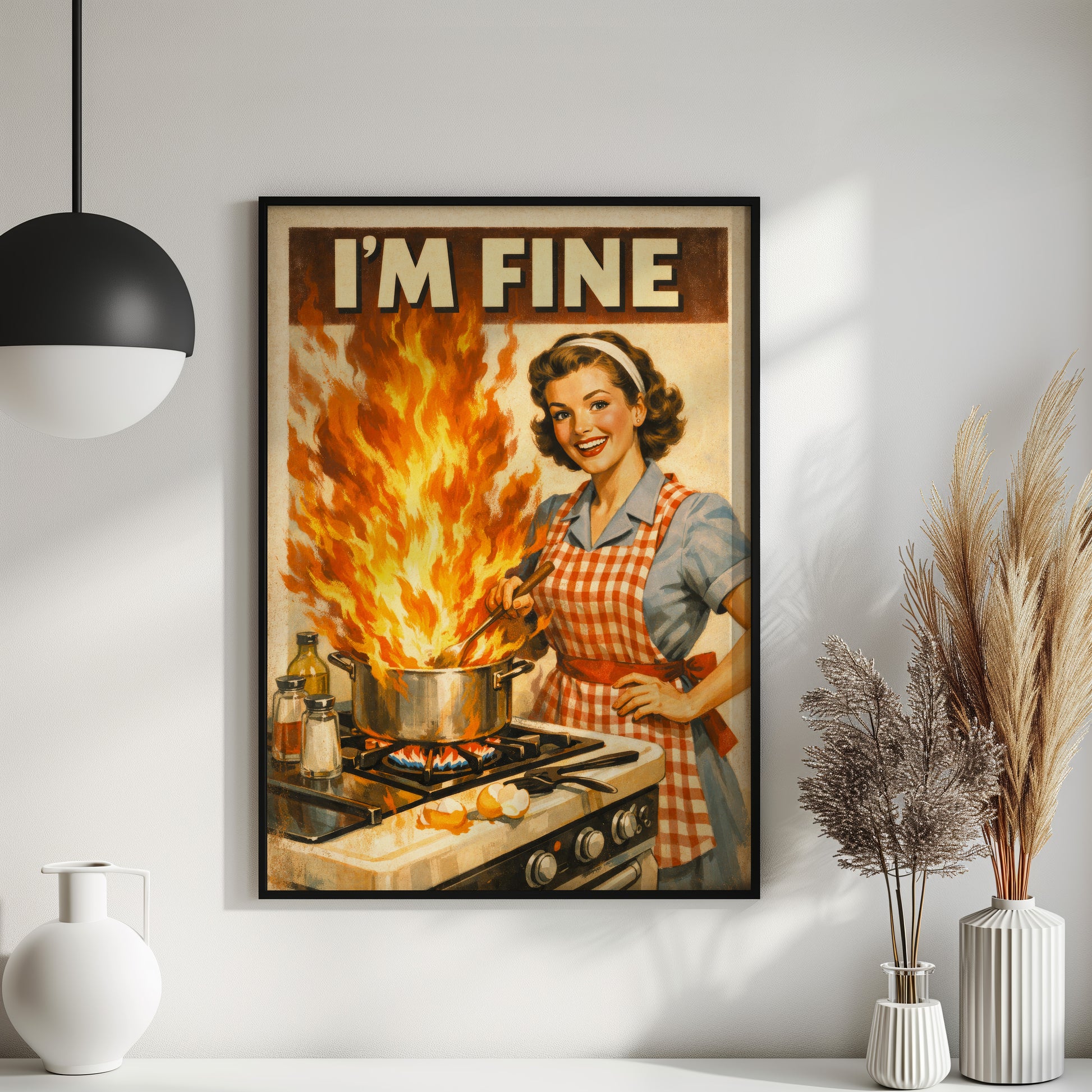 Lustiges Küchen Poster 50er Jahre - Im Fine Vintage Bild Wanddeko Esszimmer - Geschenk für Hobbyköche