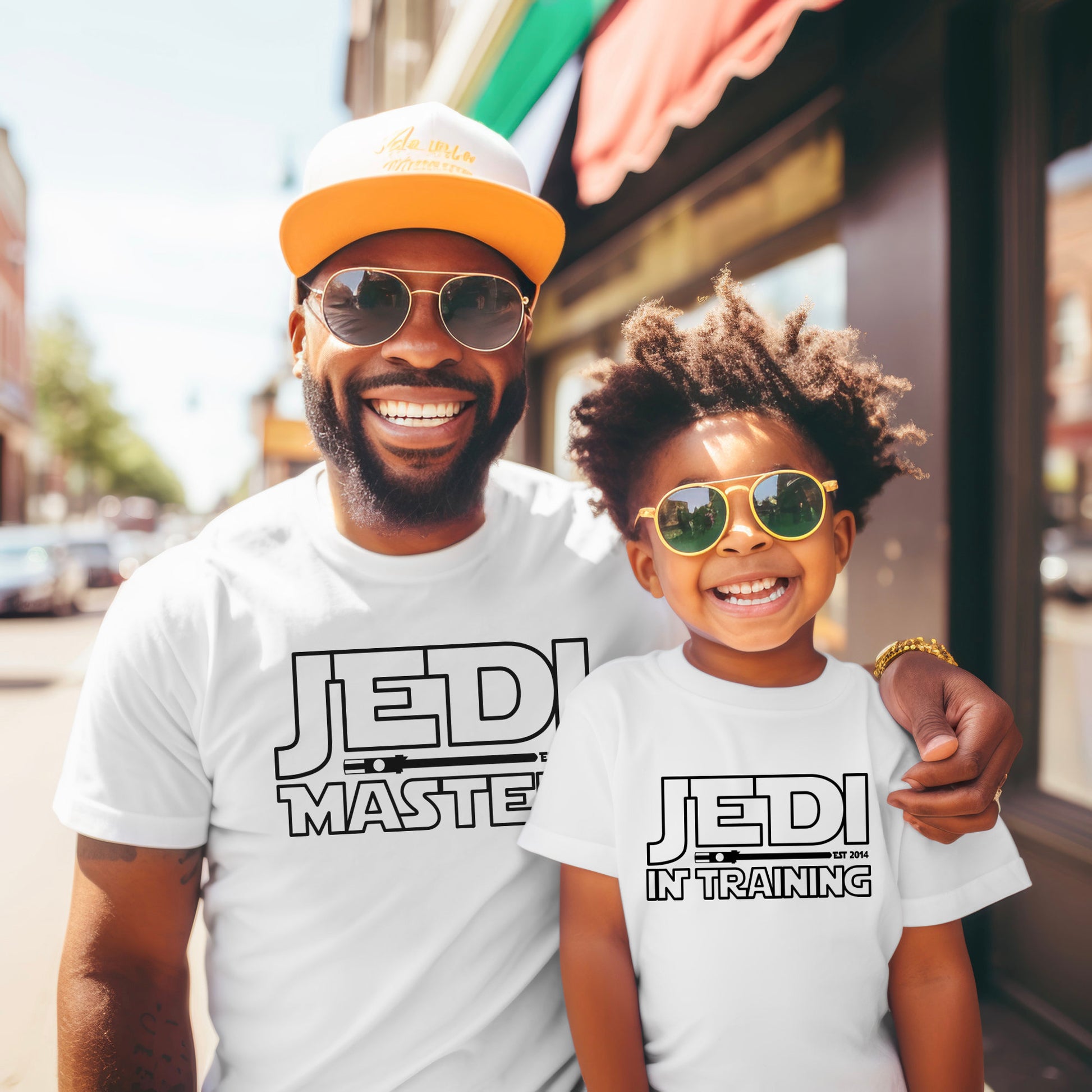 Vater Sohn Partnerlook Jedi Master Young Padawan Shirts Mutter Tochter Outfit Baby Geschenk Babybody bedruckt Vatertagsgeschenk Papa Shirt