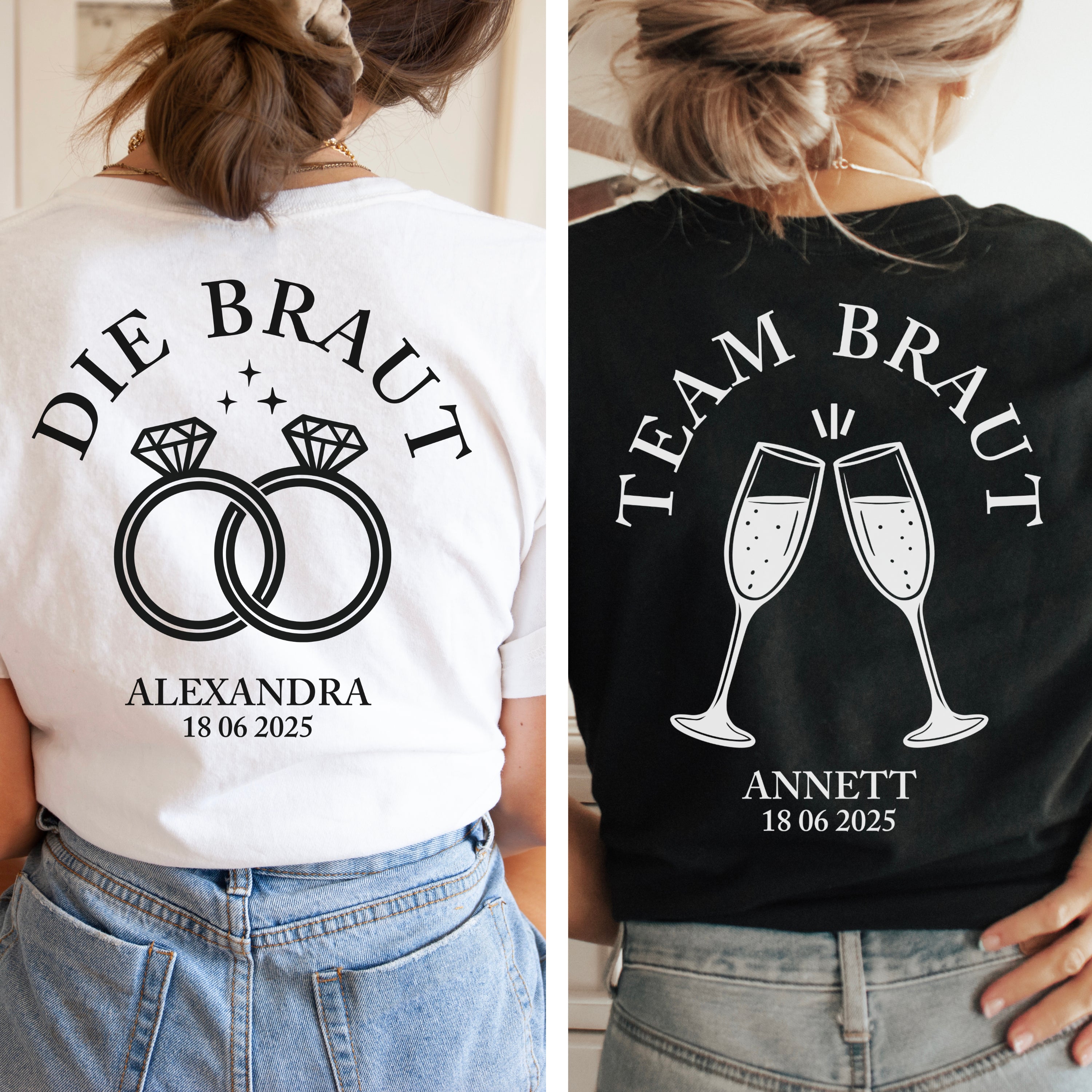 JGA Shirt Personalisiert Junggesellinnenabschied tshirts Frauen JGA Shirt Braut Team Braut Shirts Party Feiern Unisex XS - 3XL