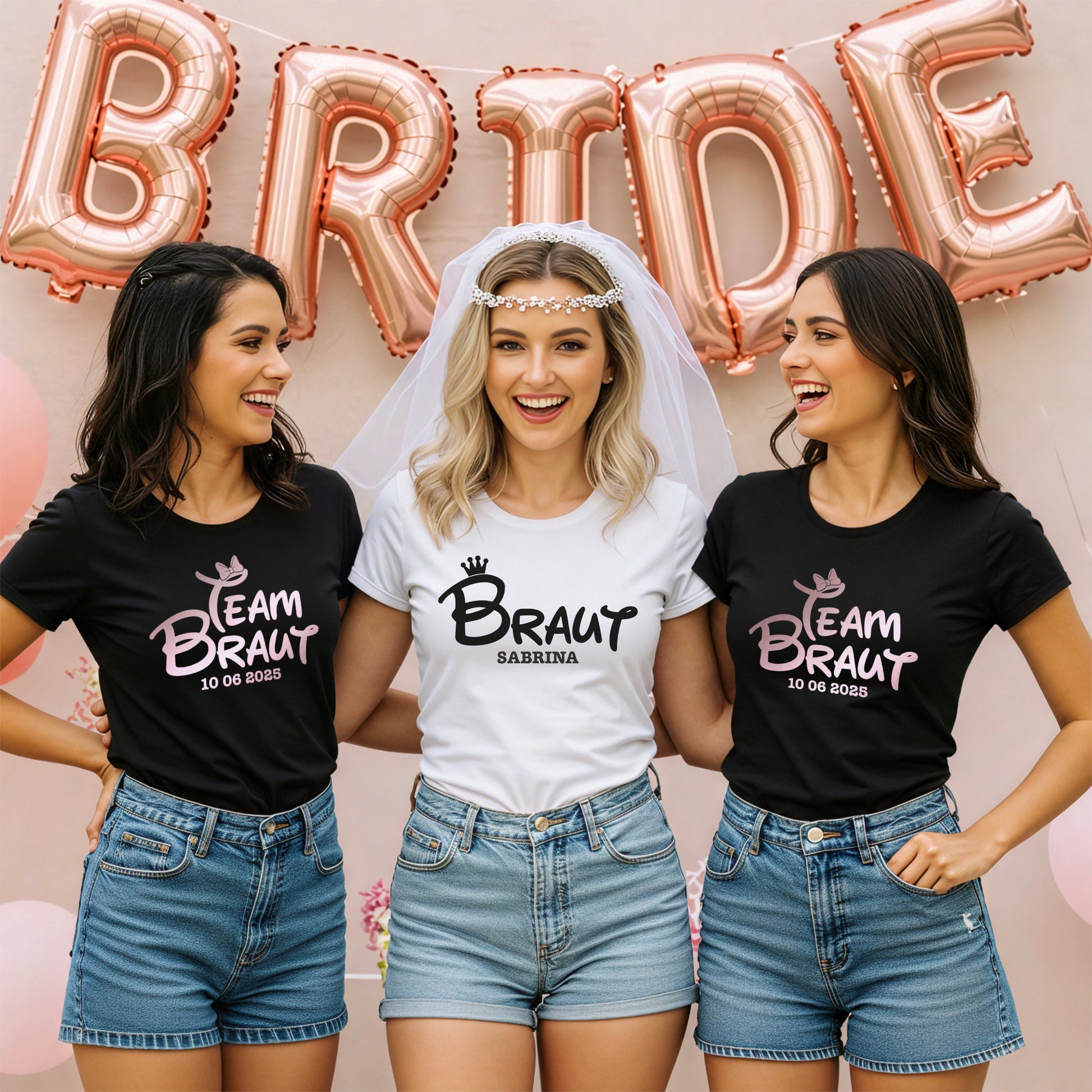 Braut und Team Braut Shirts JGA T-Shirt Frauen Junggesellinnenabschied Personalisiert Braut Shirt Jga Frauen Team Bride Shirts Lustig JGA