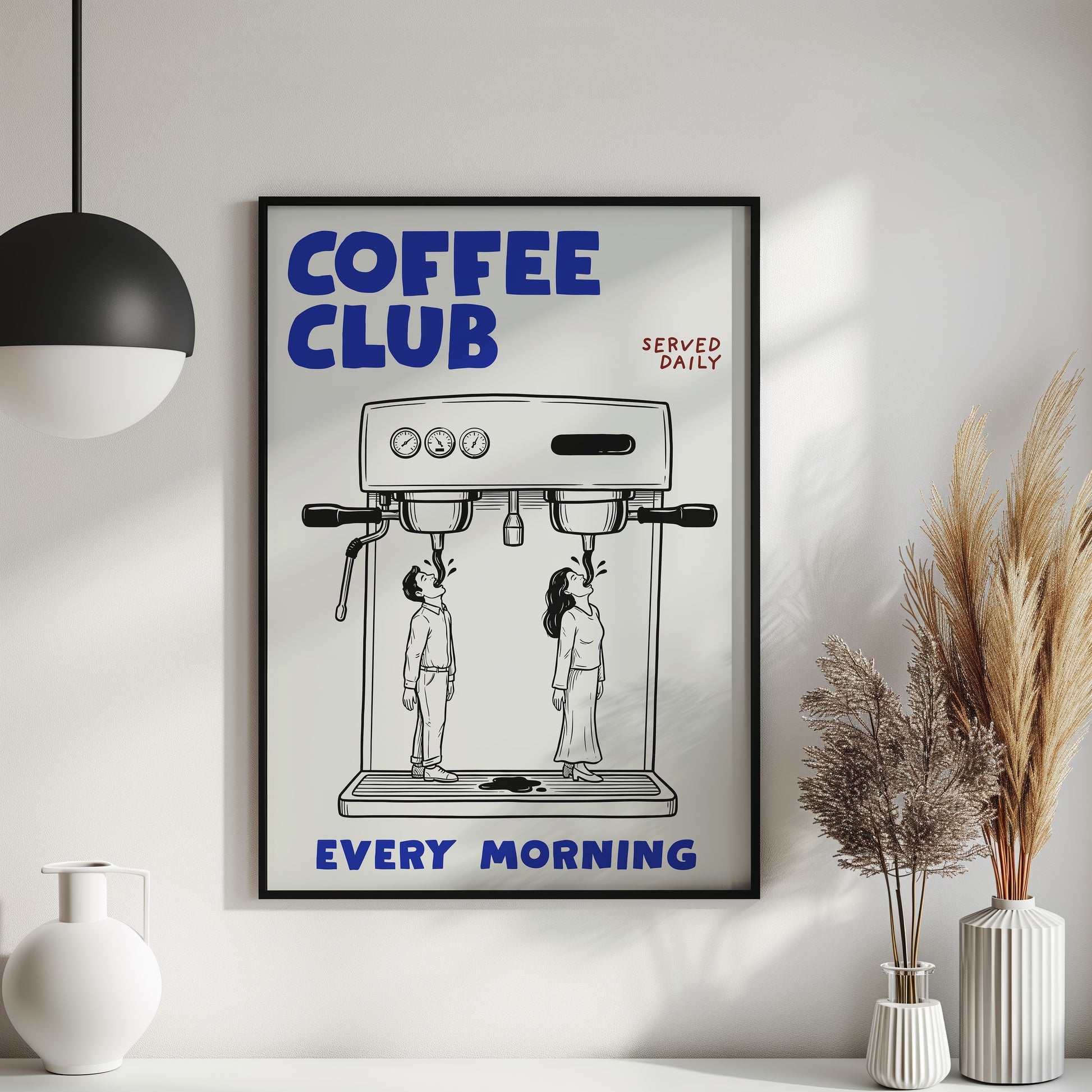 Coffee Club Küchen Poster - Lustiger Espresso Print - Modernes Wohndekor Esszimmer