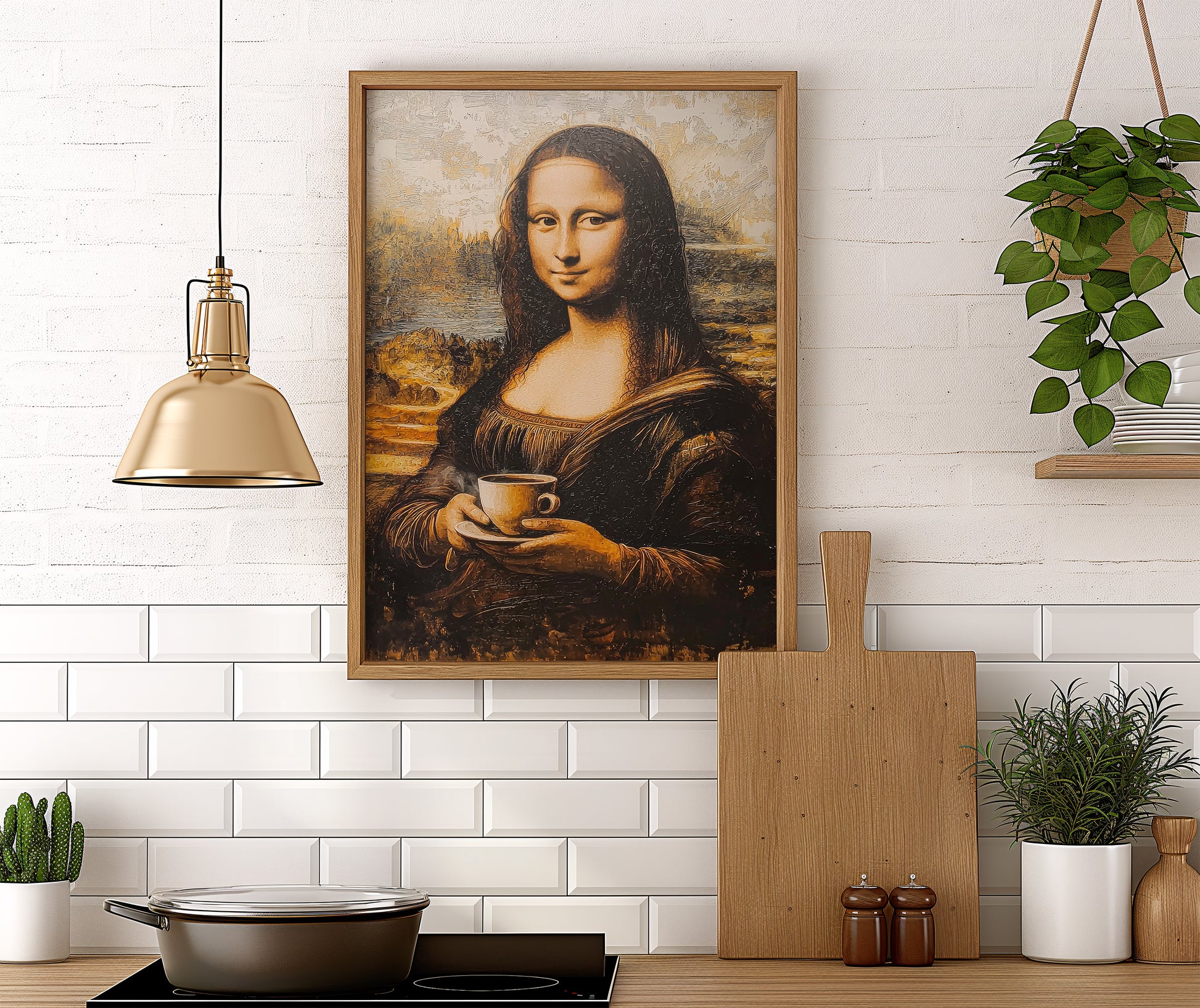 Geschenk Kaffeeliebhaber Kaffee Poster Mona Lisa Bild Küche Coffee Love Geschenk Hauskauf Deko Küche Wand Küchen Print Kunstdruck Kaffee