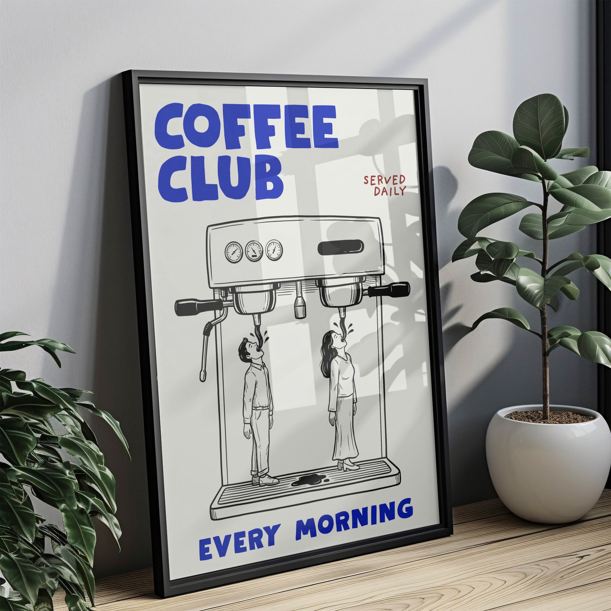 Coffee Club Küchen Poster - Lustiger Espresso Print - Modernes Wohndekor Esszimmer