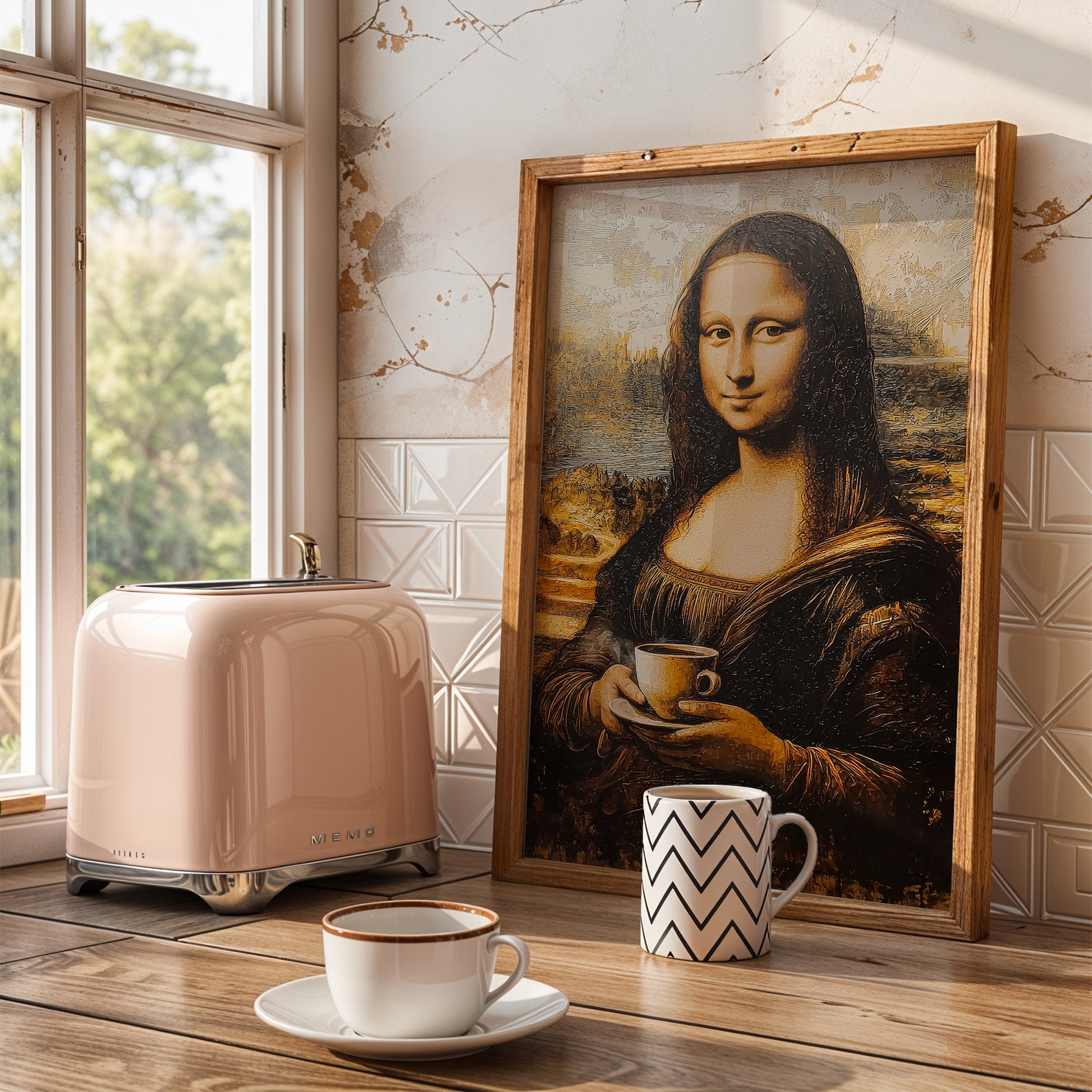 Geschenk Kaffeeliebhaber Kaffee Poster Mona Lisa Bild Küche Coffee Love Geschenk Hauskauf Deko Küche Wand Küchen Print Kunstdruck Kaffee