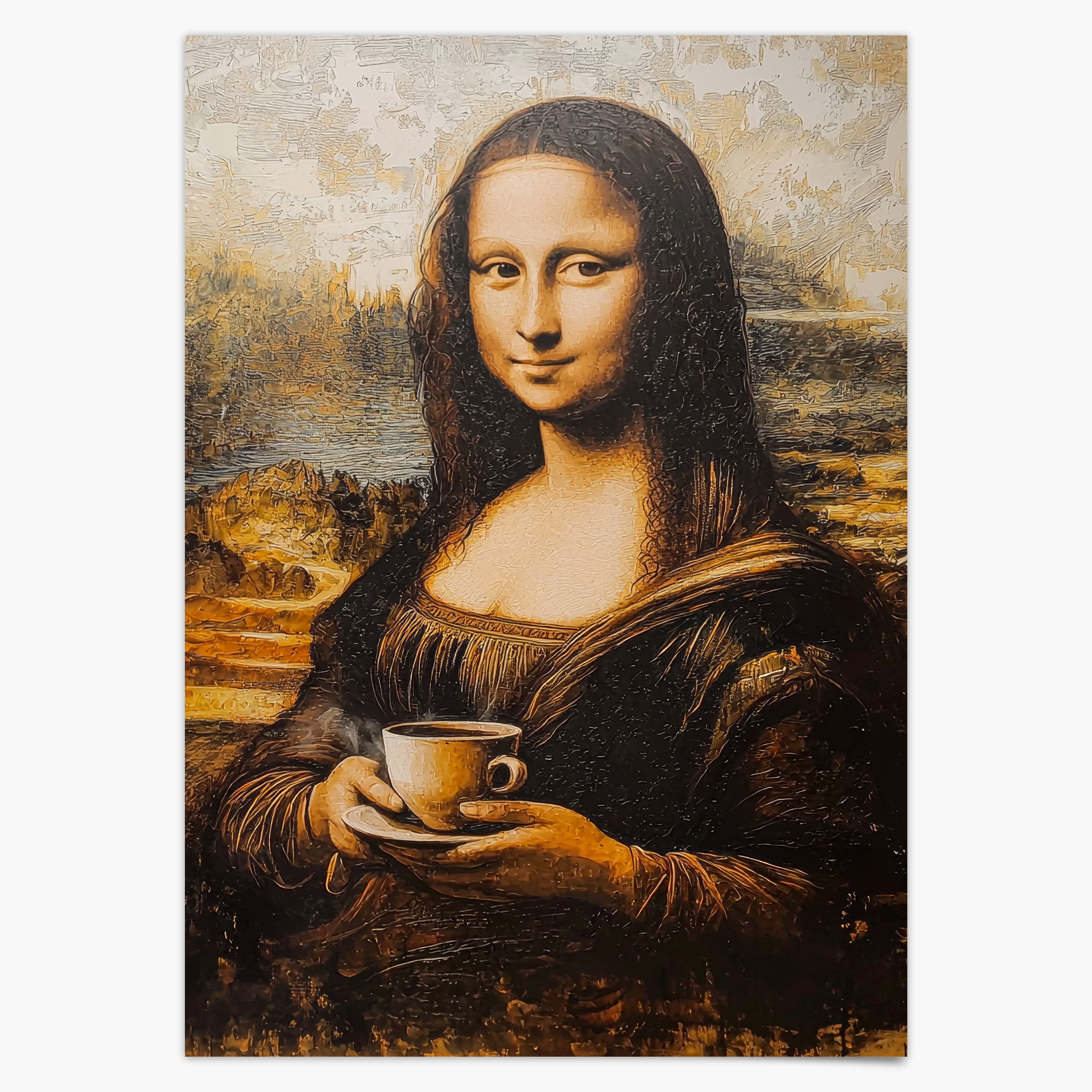 Geschenk Kaffeeliebhaber Kaffee Poster Mona Lisa Bild Küche Coffee Love Geschenk Hauskauf Deko Küche Wand Küchen Print Kunstdruck Kaffee