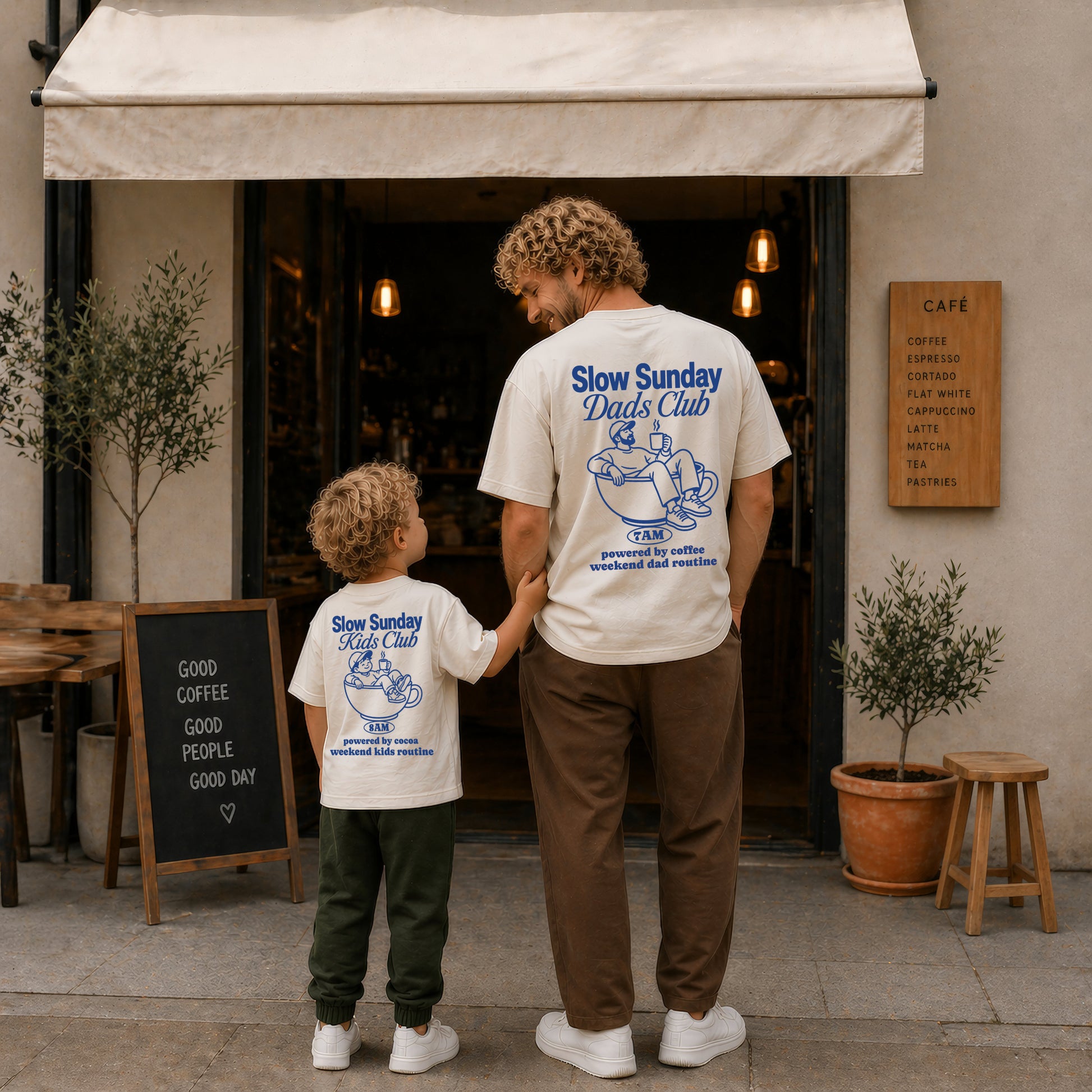 Slow Sunday Dads & Kids Club Vater Sohn Partnerlook Shirts Personalisiert