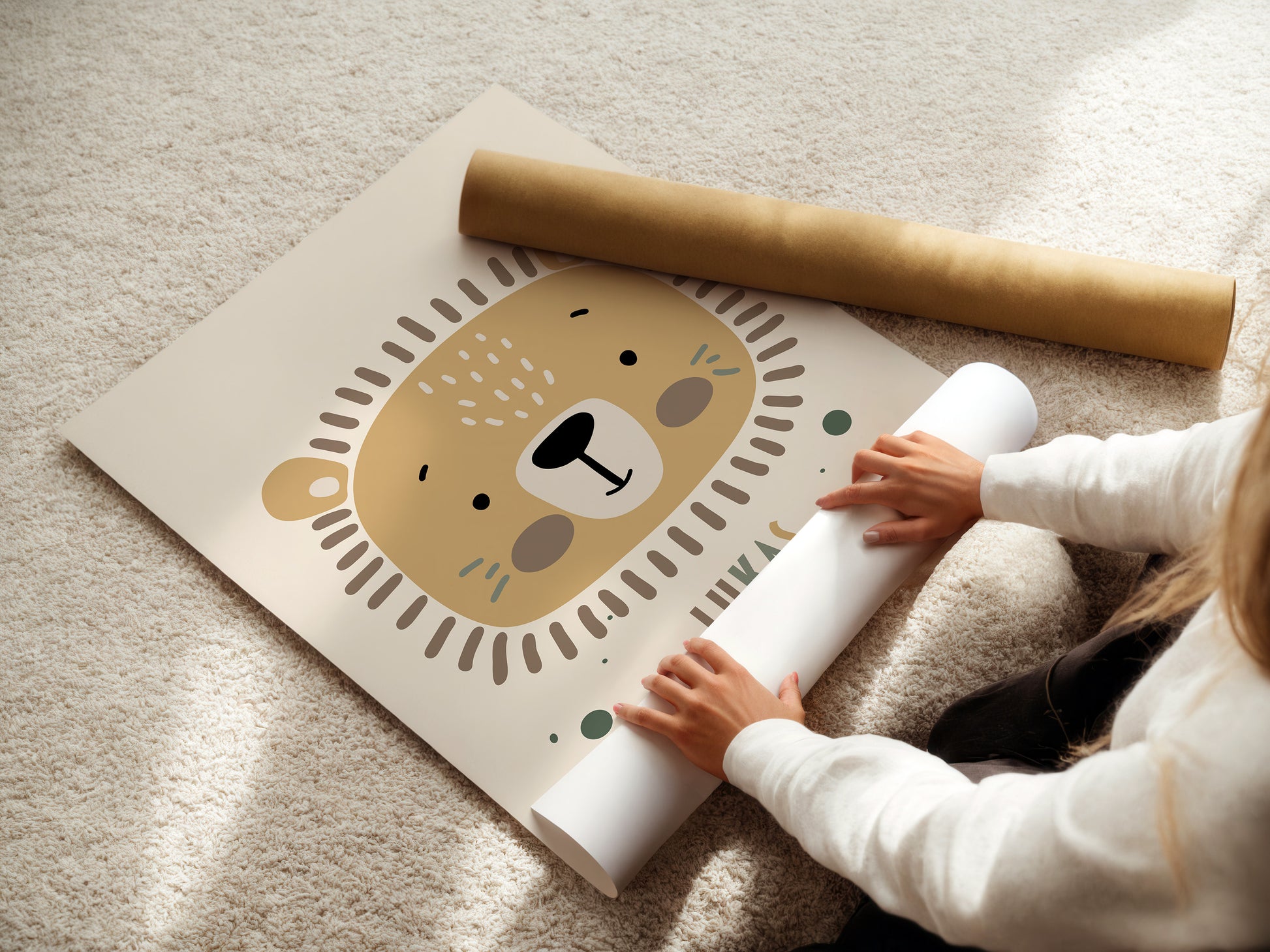 Kinderzimmer Poster Löwe, Regenbogen, Hakuna Matata Boho Prints Personalisiert