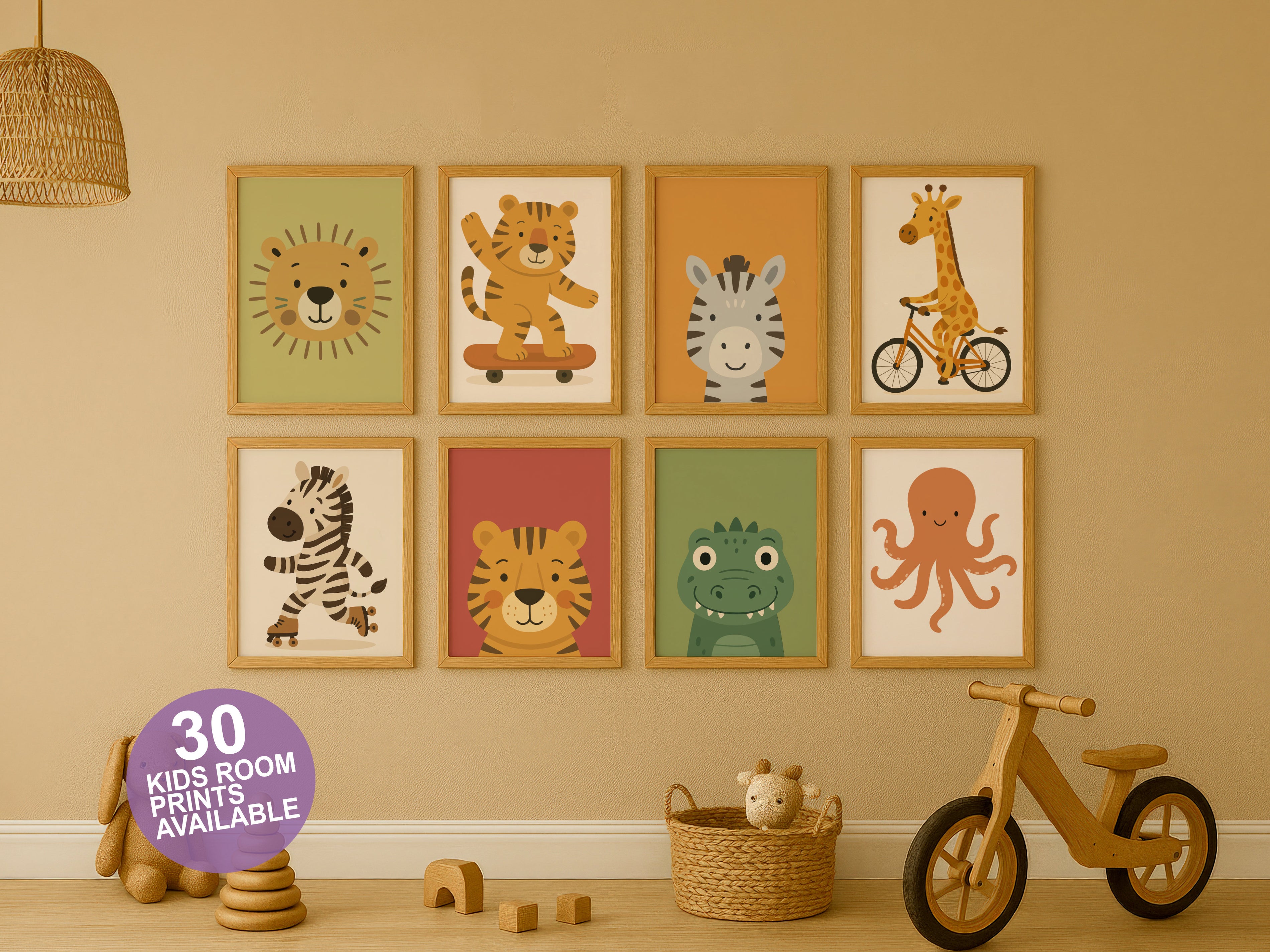 Kinder- & Babyzimmer Poster Tiere - Wandbilder Drucke Löwe, Tiger, Giraffe Panda uvm.