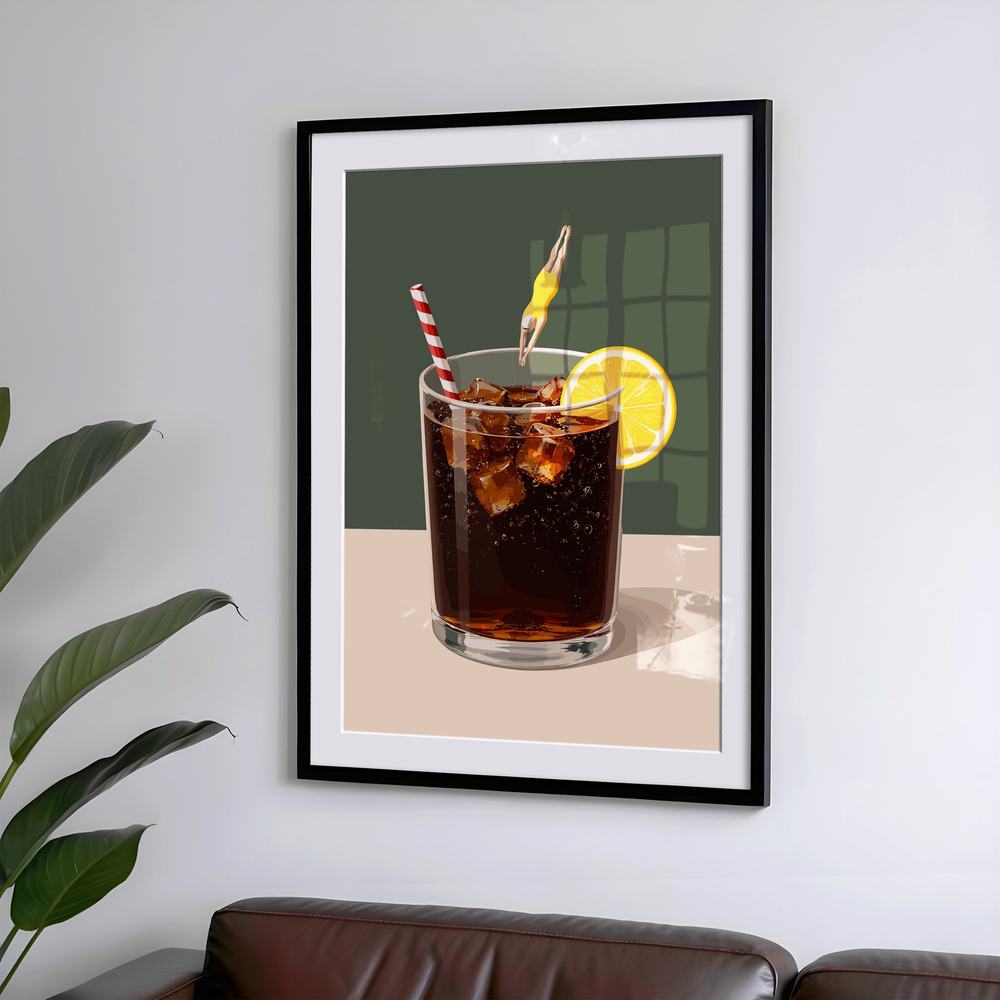 Küchen Vintage Poster - Frau springt in Cola Glas