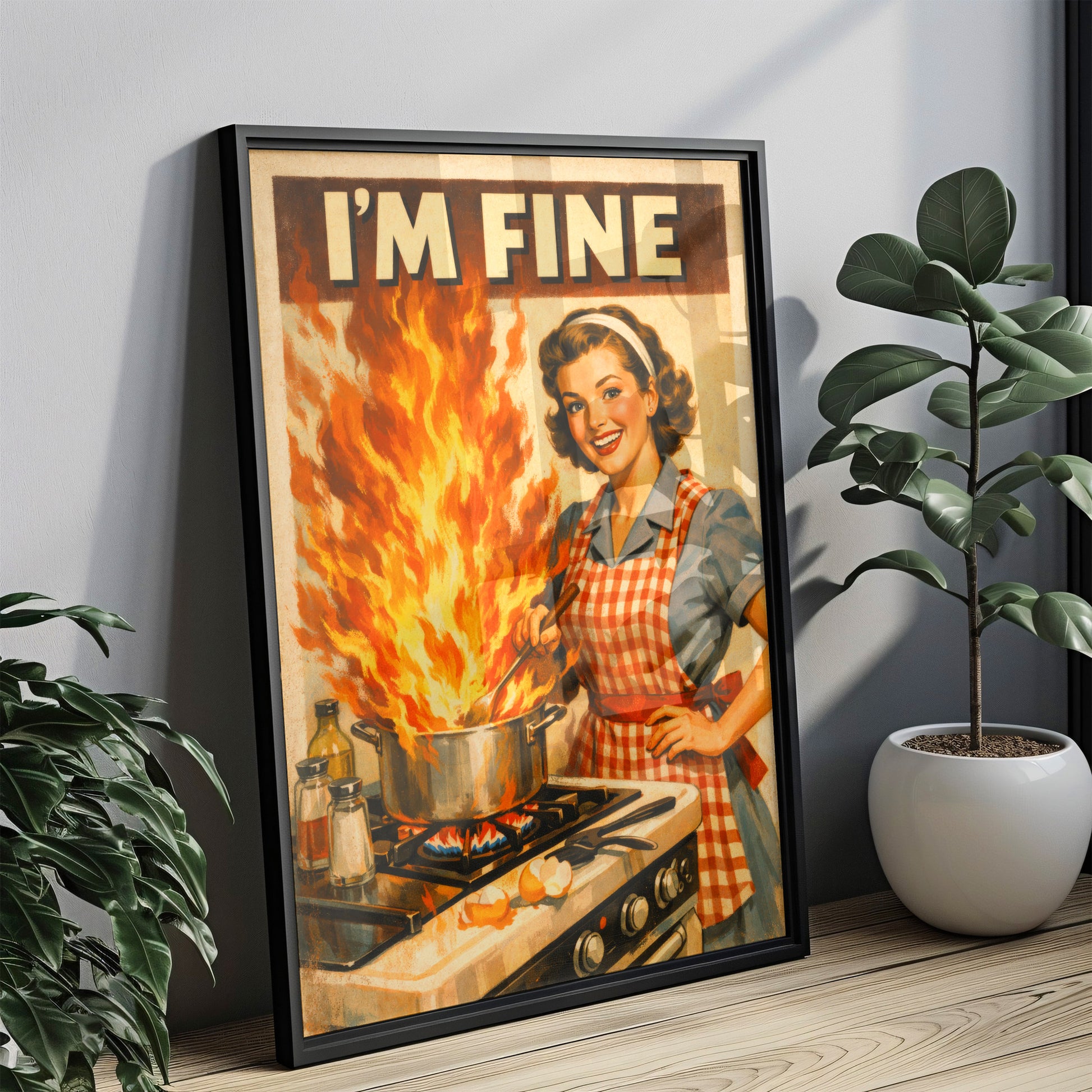 Lustiges Küchen Poster 50er Jahre - Im Fine Vintage Bild Wanddeko Esszimmer - Geschenk für Hobbyköche