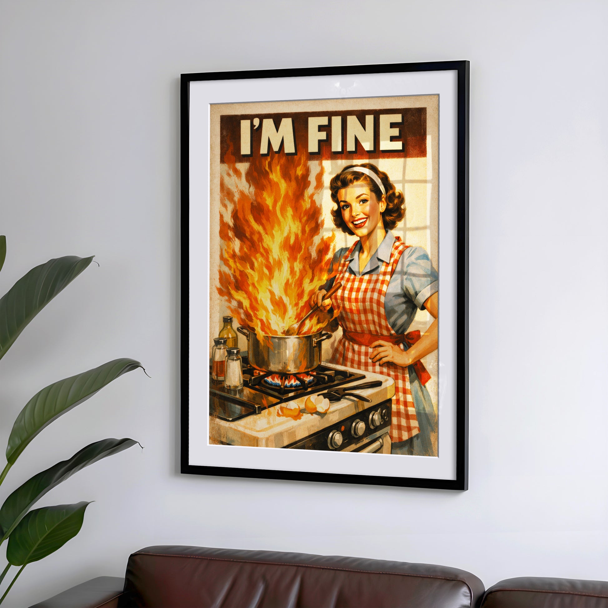 Lustiges Küchen Poster 50er Jahre - Im Fine Vintage Bild Wanddeko Esszimmer - Geschenk für Hobbyköche