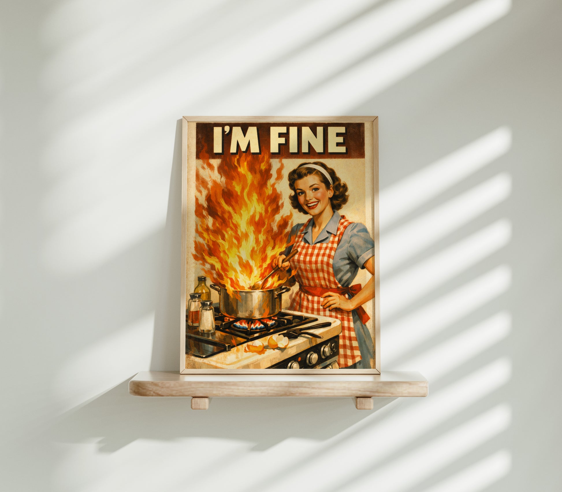 Lustiges Küchen Poster 50er Jahre - Im Fine Vintage Bild Wanddeko Esszimmer - Geschenk für Hobbyköche