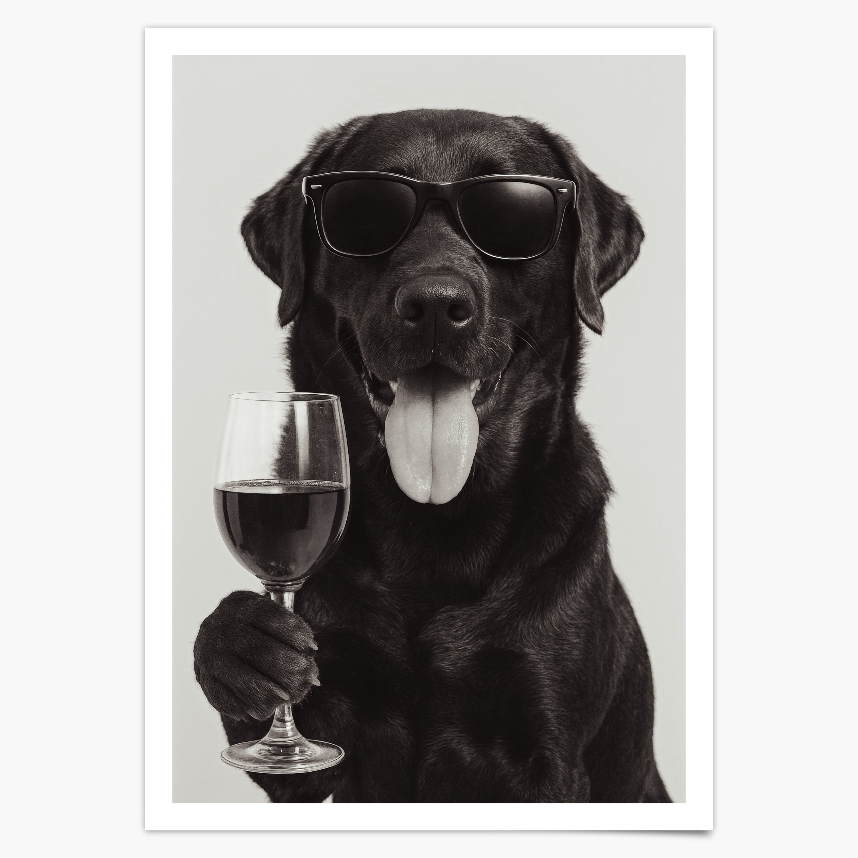 Labrador trinkt Wein Poster Vintage Druck - Wandkunst für deine Küche & Esszimmer