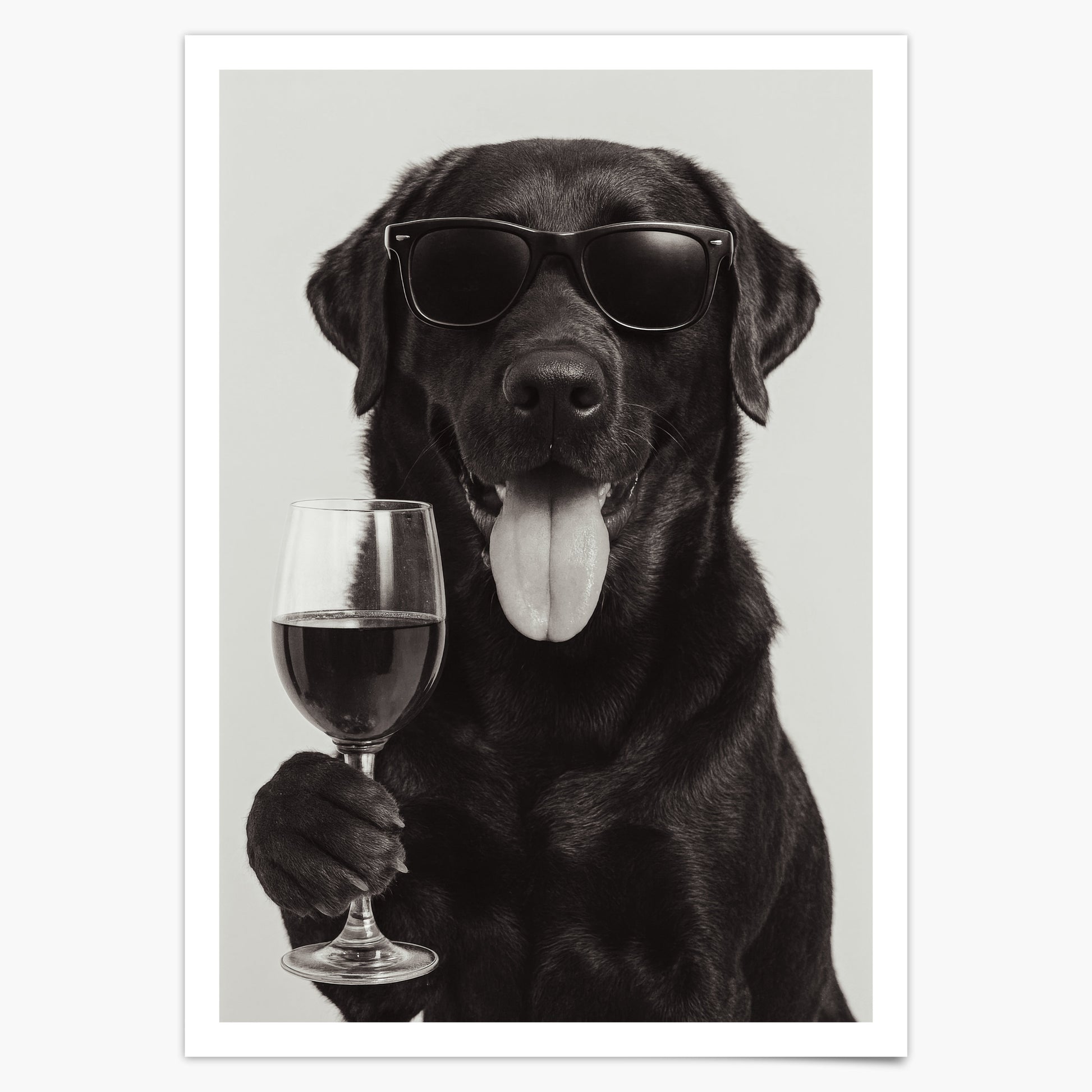 Labrador trinkt Wein Poster Vintage Druck - Wandkunst für deine Küche & Esszimmer