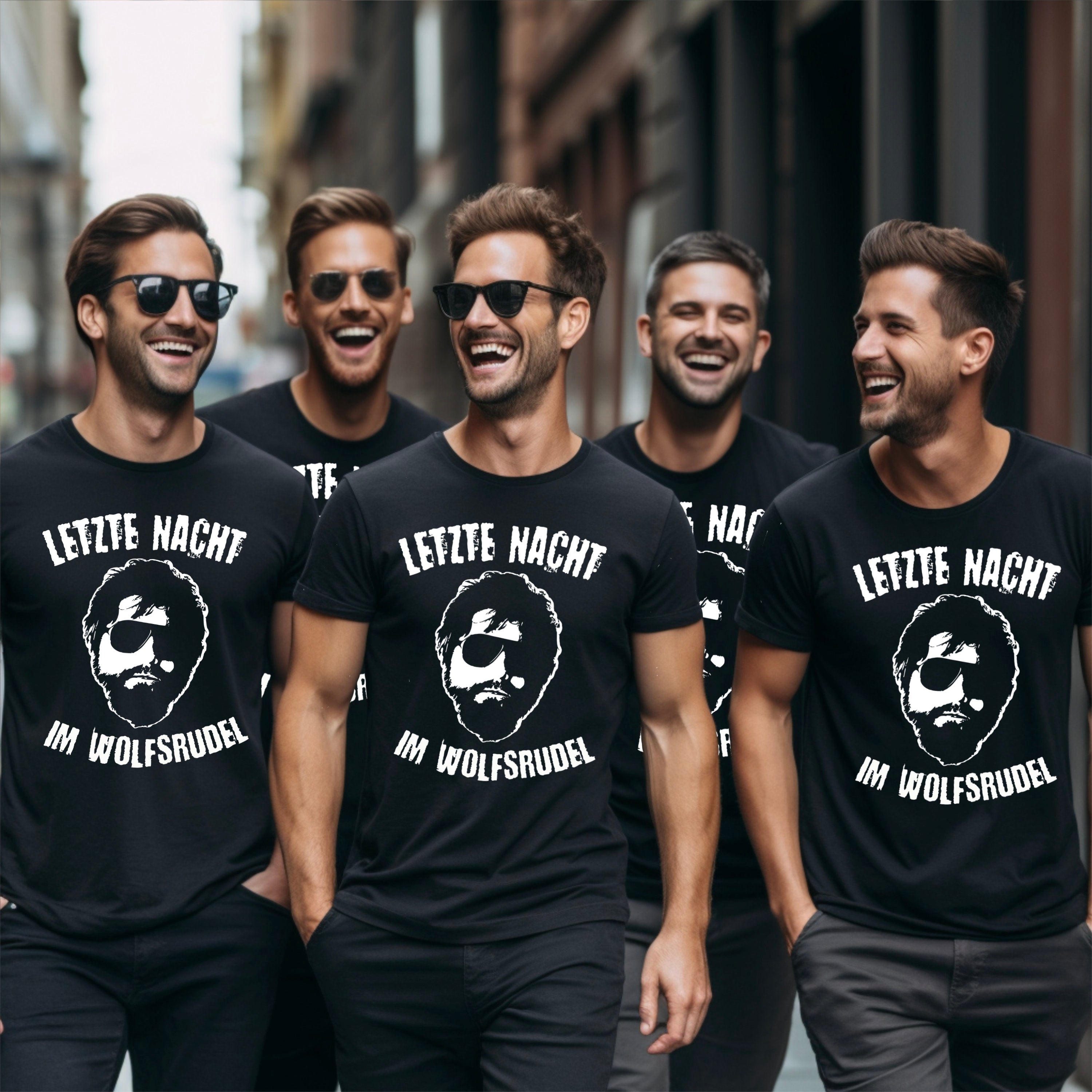 JGA Shirt Männer Letzte Nacht im Wolfsrudel Junggesellenabschied T-Shirts Hangover Shirt JGA Shirts lustig Party Shirts Bräutigam Wolfsrudel