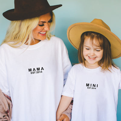 Mama Tochter Outfit personalisiert Vater Sohn Partnerlook Shirts Papa, Mini, Mama, Big Bro, Little Bro Vater Sohn Geschenk Schwangerschaft