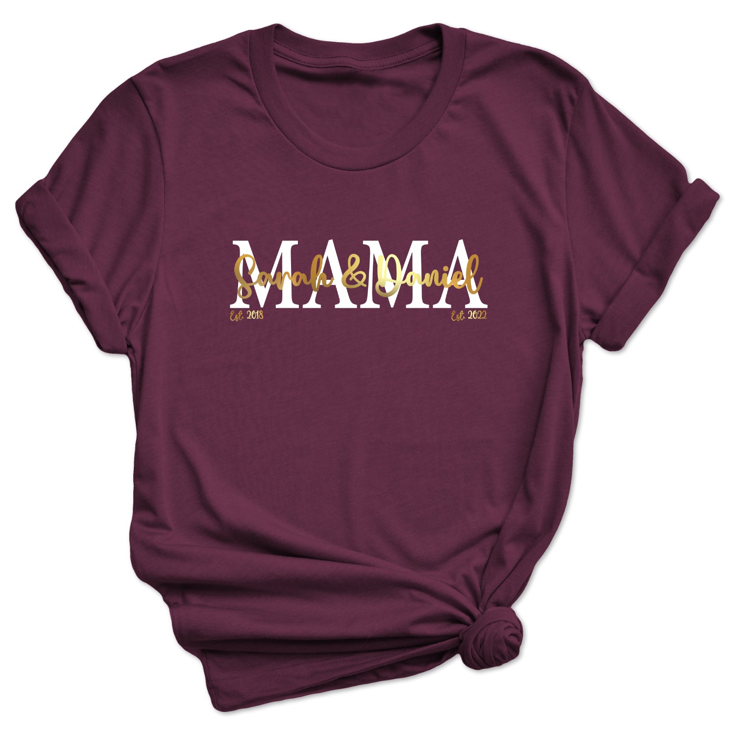 Mama Shirt personalisiert Geschenk Muttertag T-Shirt für Mama Muttertagsgeschenk Wunschtext Familie Kindernamen Est Datum Million Threads