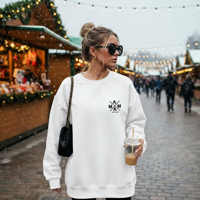 Mama, Papa, Mini Sweater personalisierte Familienpullover - minimalistisch bedruckt mit Datum oder Namen