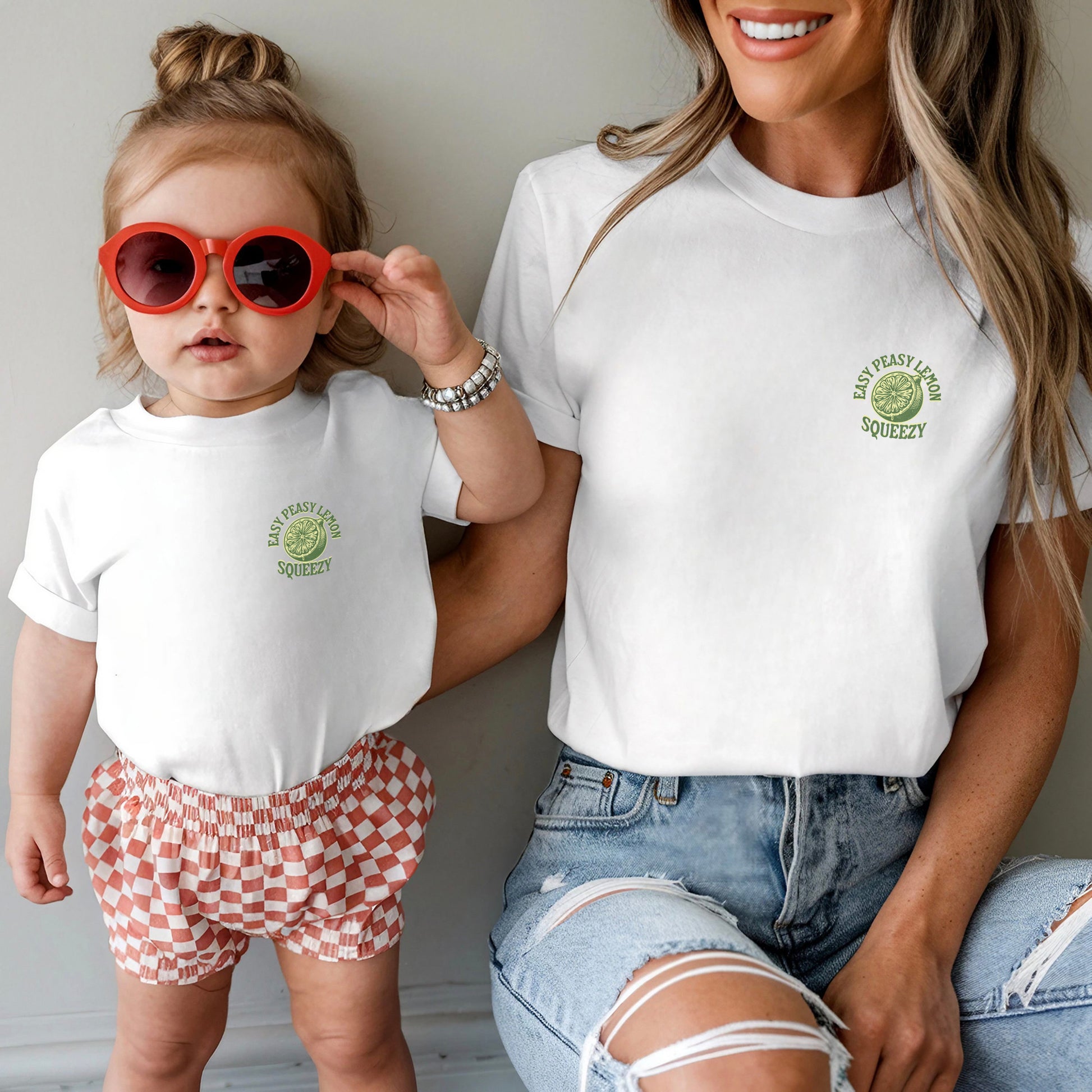 Vater Sohn & Mutter Tochter Partnerlook Easy Peasy Lemon Squeezy Shirts