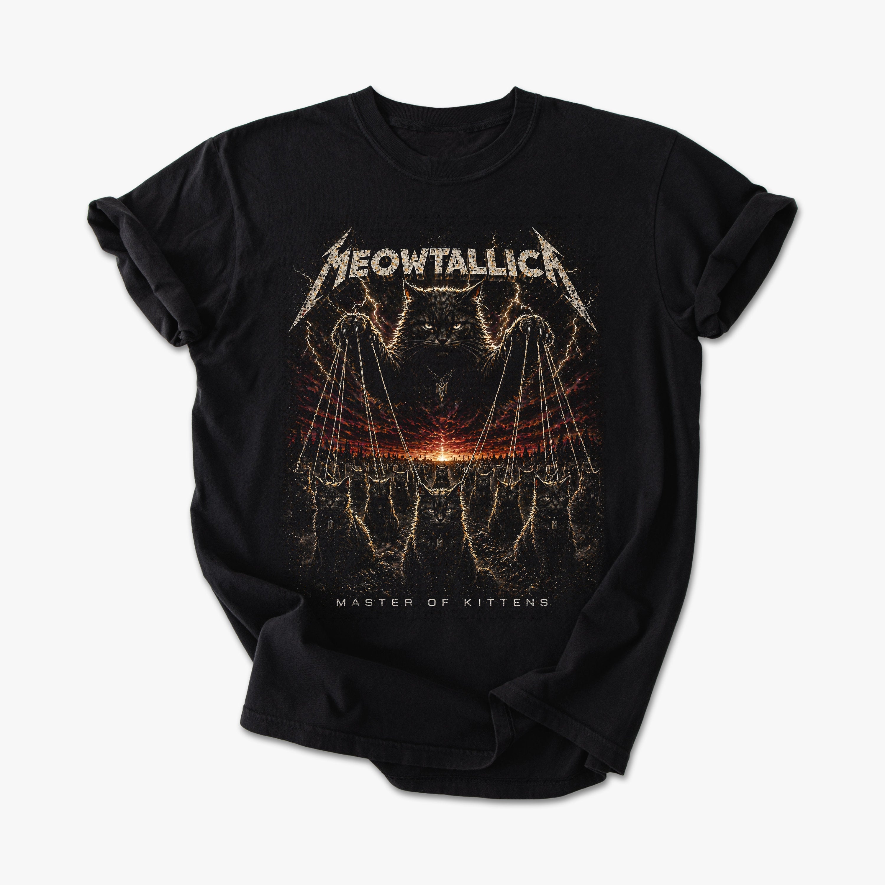 Meowtallica Shirt Heavy Metal Band Katzen T-Shirt Master of Kittens