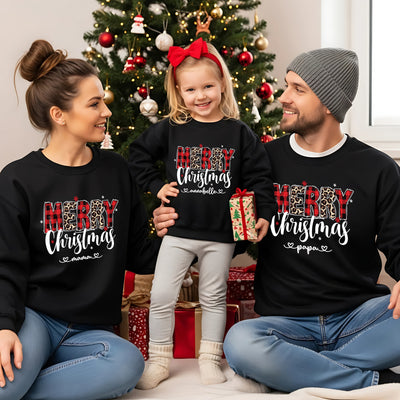 Merry Christmas Personalisiertes Weihnachtsoutfit für Familien - Familienpullover Weihnachten für Mama Papa Mini