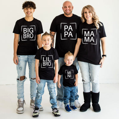 Familienoutfit Mama Papa Mini Shirts Familien T-Shirts Modern Baby Geschenk Big Bro Bodysuit bedruckt Lil Sis Big Sis Kinder Shirts Unisex