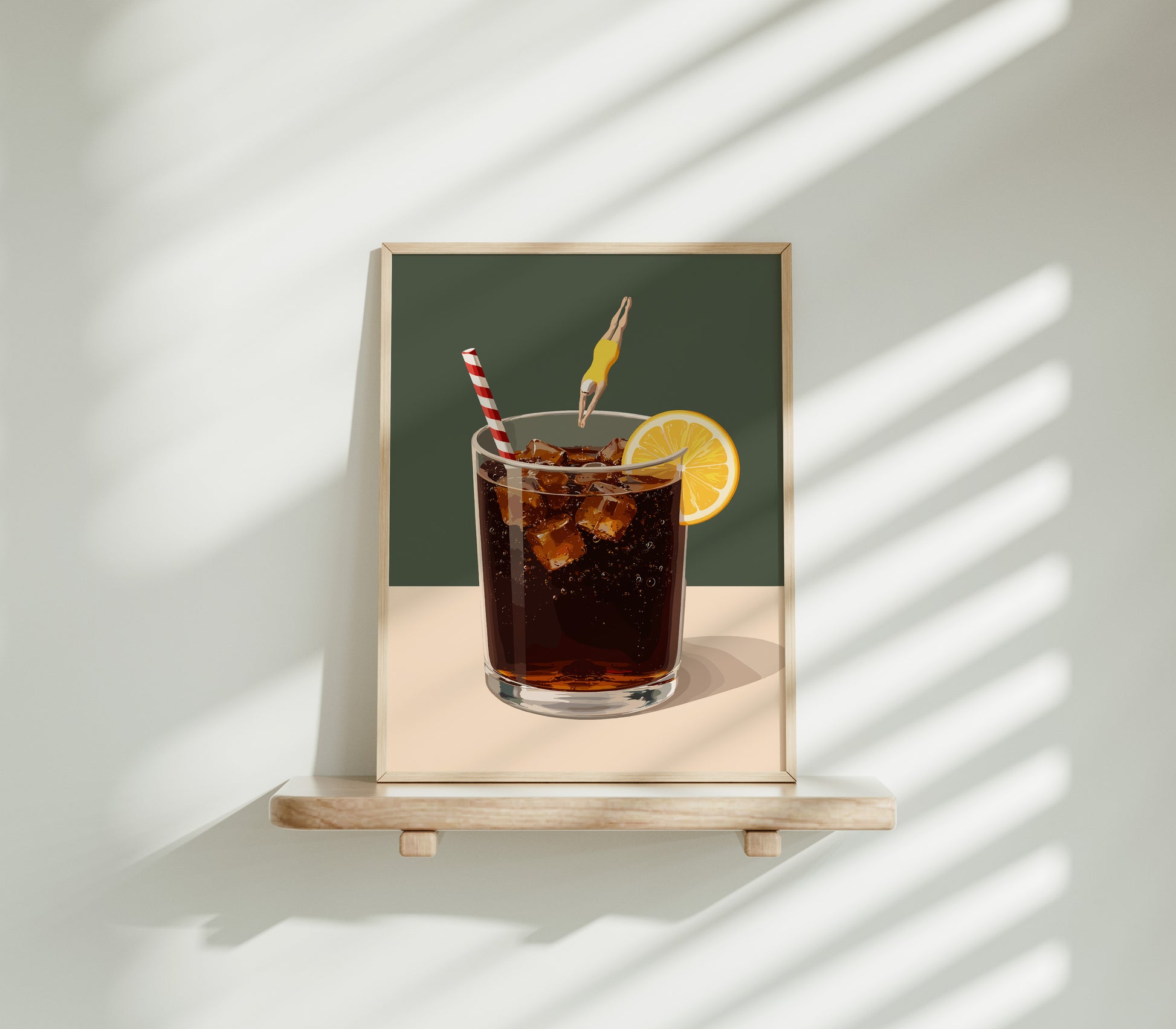 Küchen Vintage Poster - Frau springt in Cola Glas