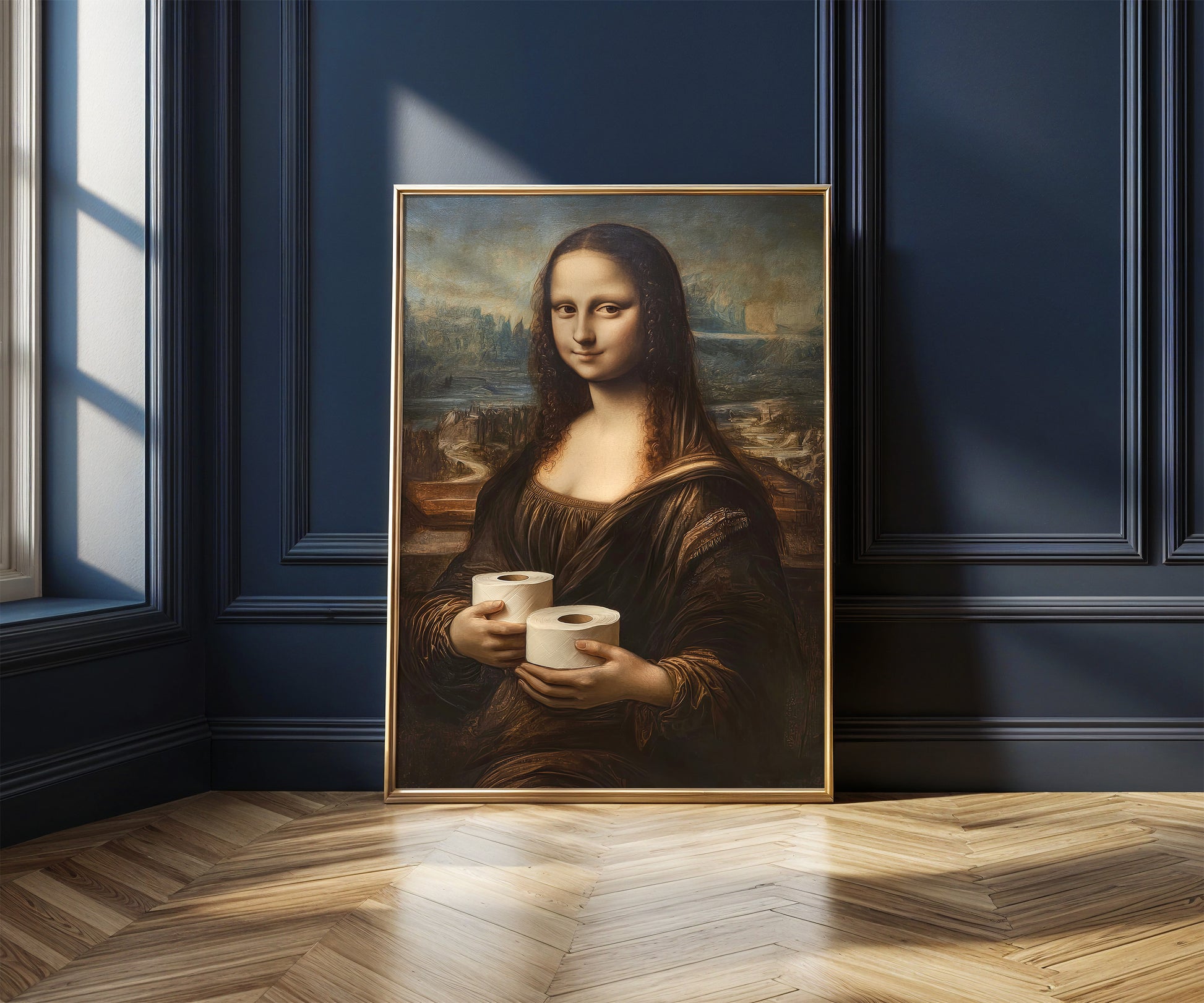Mona Lisa Poster Toilette Deko Geschenk Hauskauf Klo Poster Badezimmer Print Kunst Wand Mona Lisa Klopapier Bild Badezimmer Poster Gäste WC