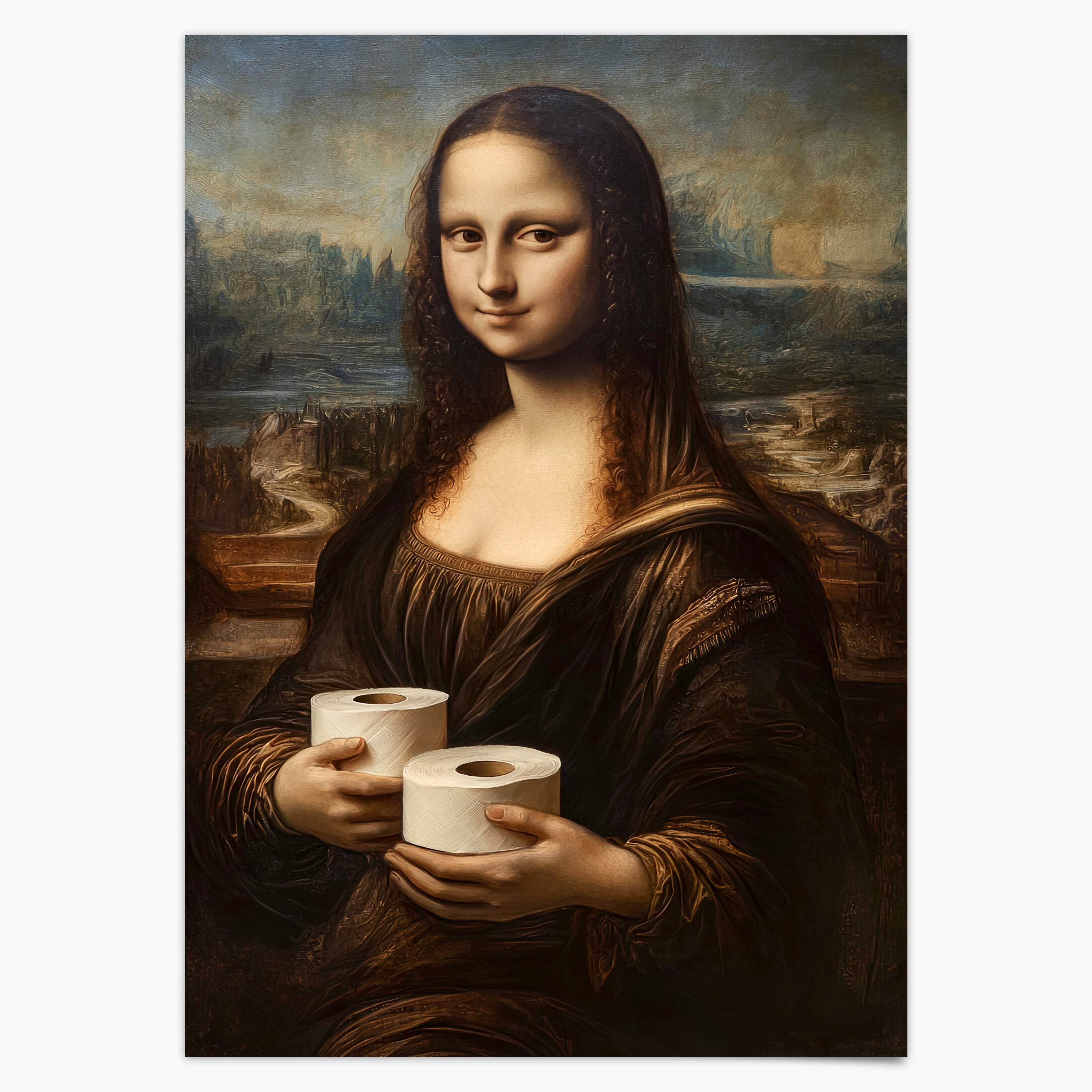Mona Lisa Poster Toilette Deko Geschenk Hauskauf Klo Poster Badezimmer Print Kunst Wand Mona Lisa Klopapier Bild Badezimmer Poster Gäste WC