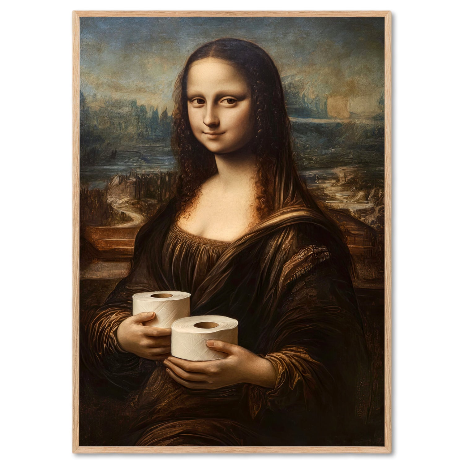 Mona Lisa Poster Toilette Deko Geschenk Hauskauf Klo Poster Badezimmer Print Kunst Wand Mona Lisa Klopapier Bild Badezimmer Poster Gäste WC