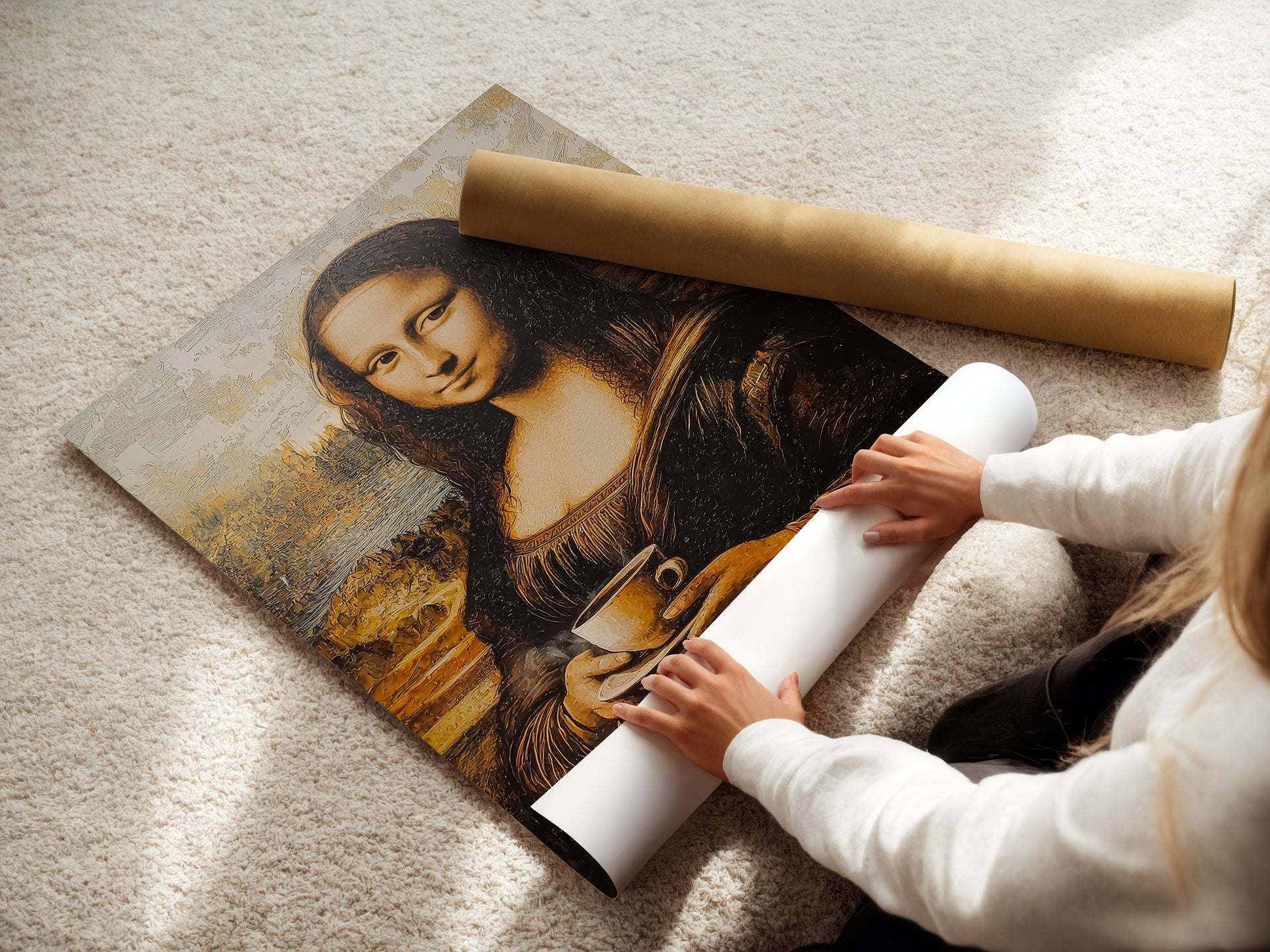 Geschenk Kaffeeliebhaber Kaffee Poster Mona Lisa Bild Küche Coffee Love Geschenk Hauskauf Deko Küche Wand Küchen Print Kunstdruck Kaffee