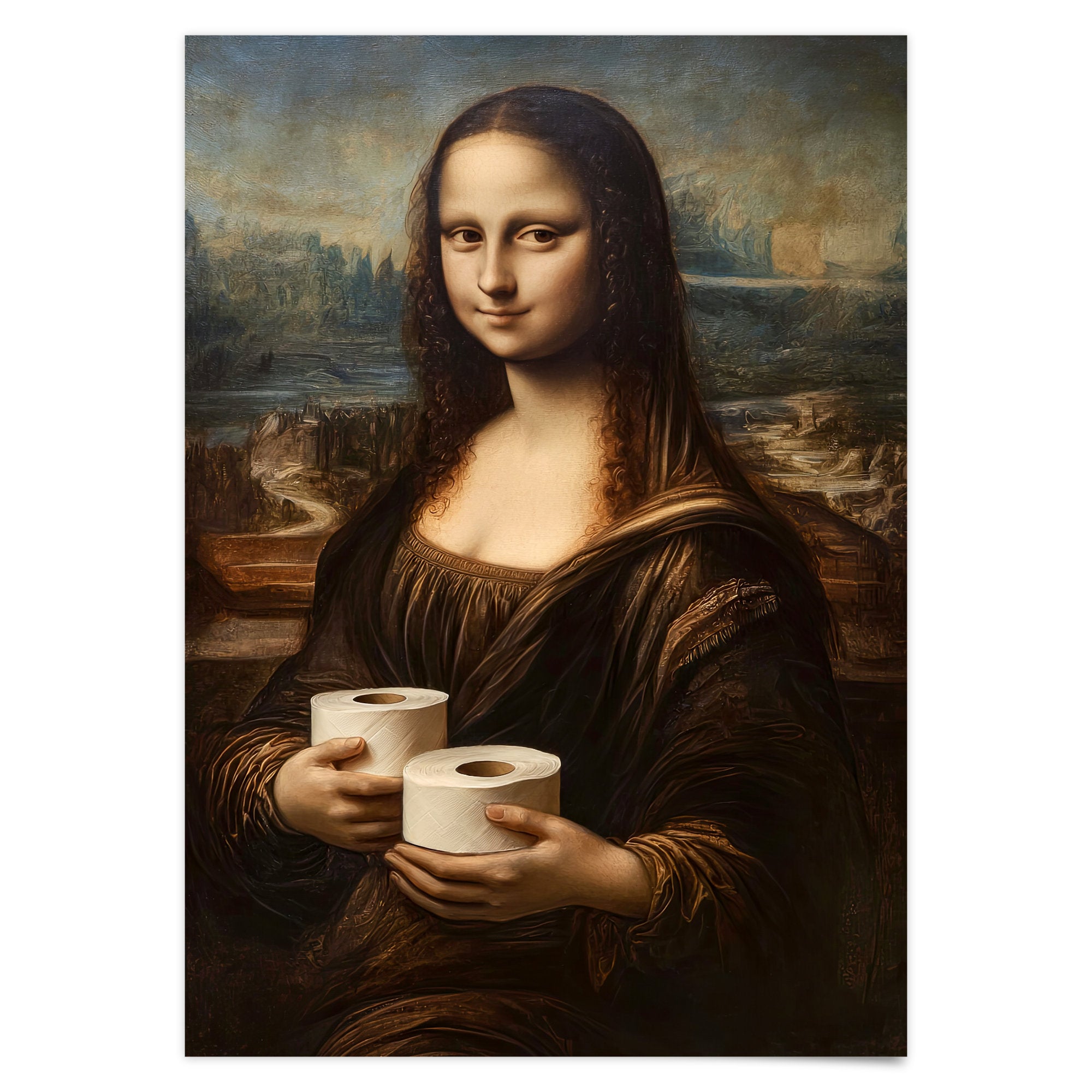 Mona Lisa Poster Toilette Deko Geschenk Hauskauf Klo Poster Badezimmer Print Kunst Wand Mona Lisa Klopapier Bild Badezimmer Poster Gäste WC