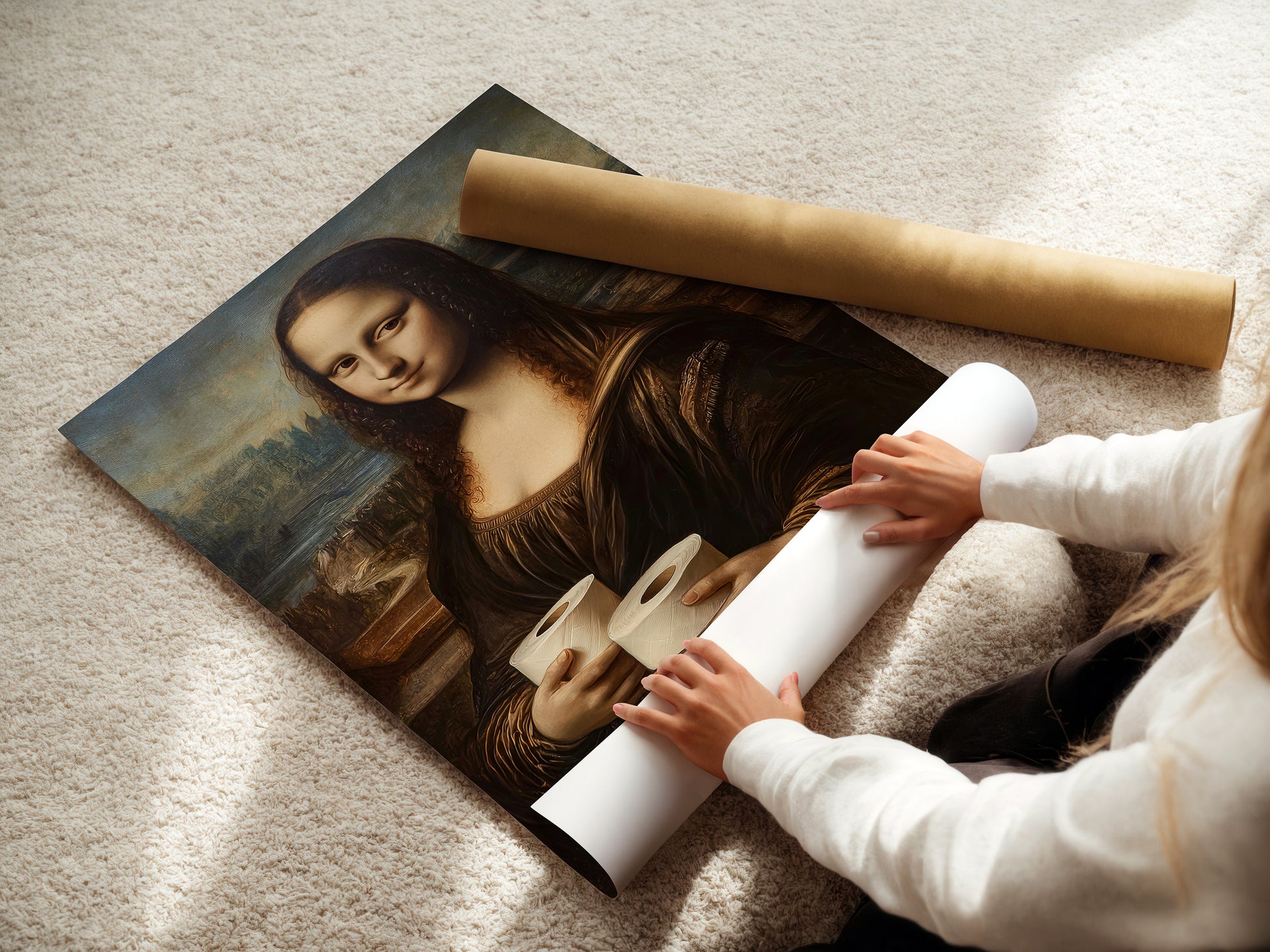 Mona Lisa Poster Toilette Deko Geschenk Hauskauf Klo Poster Badezimmer Print Kunst Wand Mona Lisa Klopapier Bild Badezimmer Poster Gäste WC