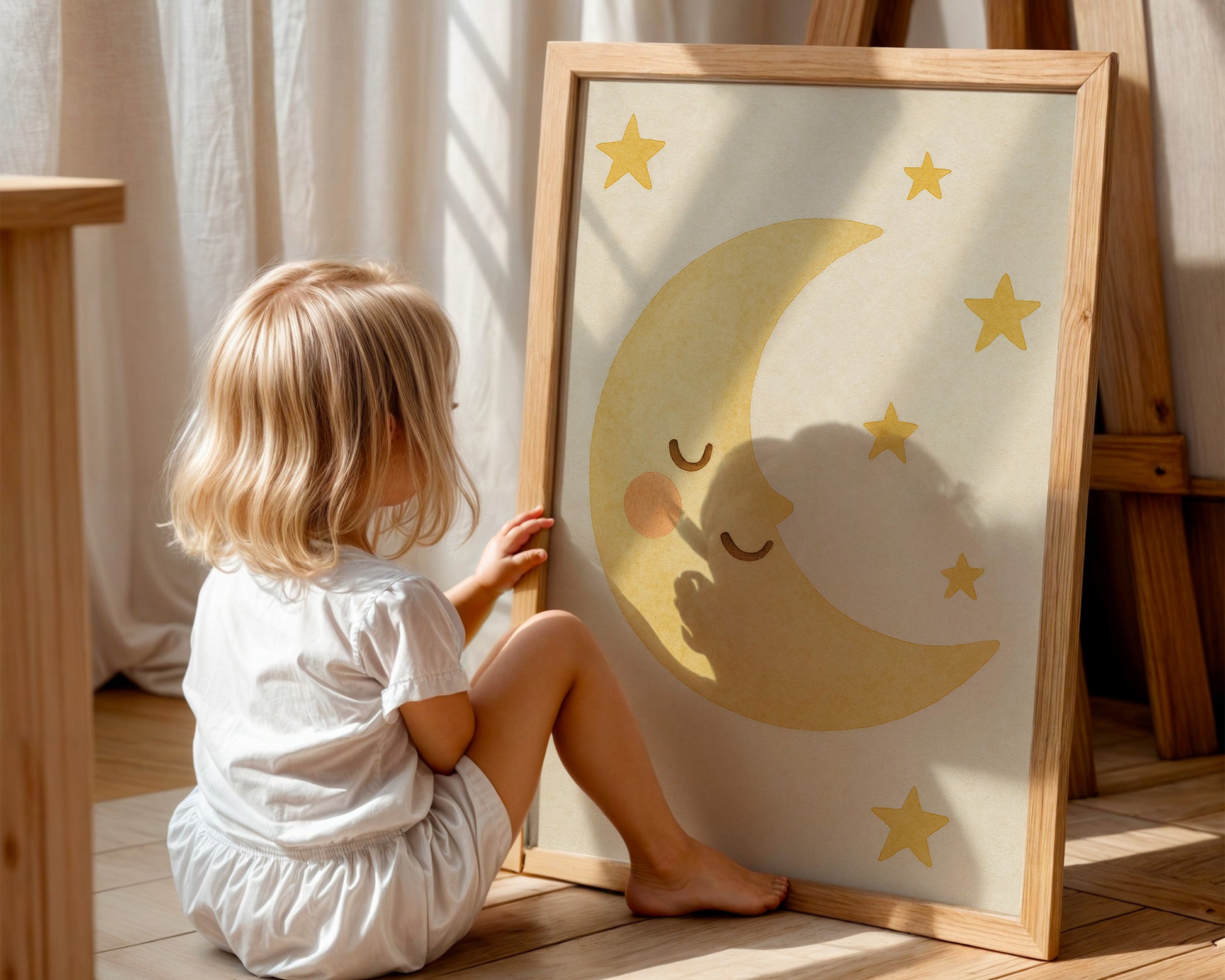 Poster Kinderzimmer Sonne, Mond, Sterne Bilder Babyzimmer Deko Boho 1, 2 oder 3er Set
