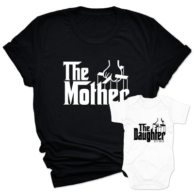 Mutter Tochter Partnerlook Shirts The Mother The Daughter T-Shirts Set Babybody bedruckt personalisiert Mutter Tochter Geschenk Muttertag