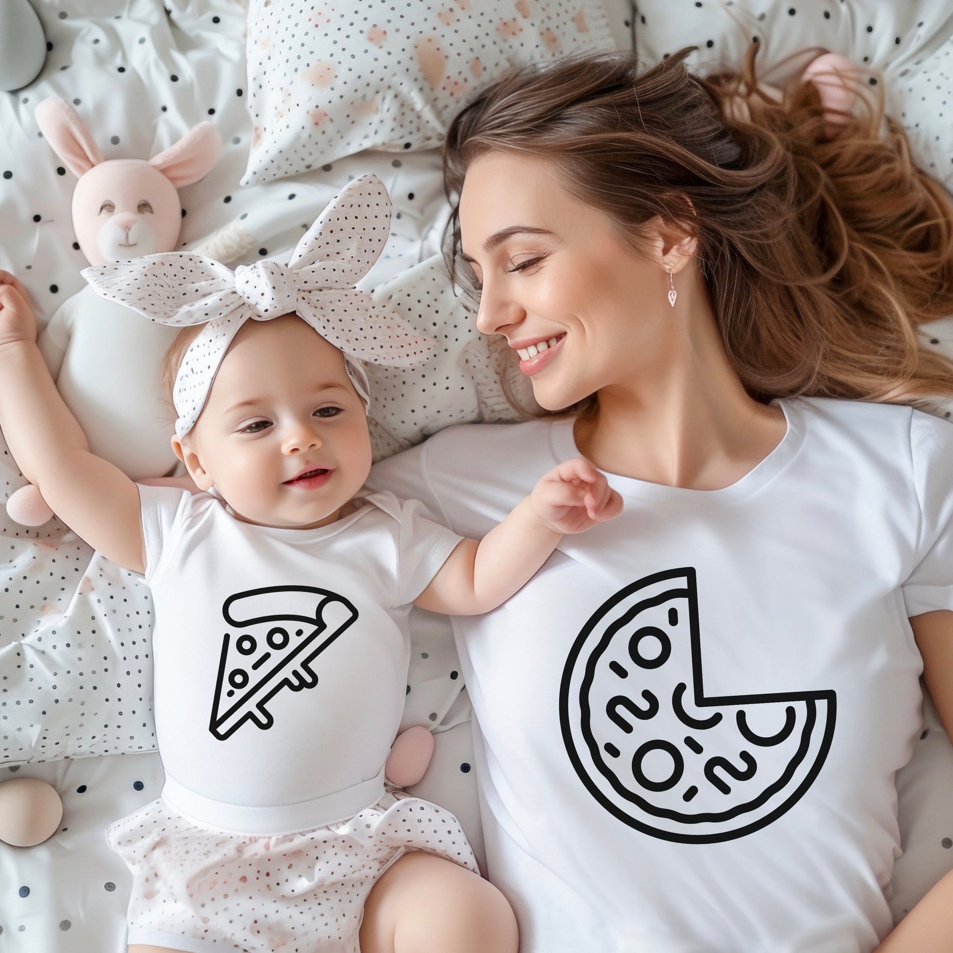Pizza Shirts Vater Sohn Partnerlook Pizza Scheibe T-Shirts Mama Tochter Outfit Set Babybody bedruckt Valentinstag Geschenk Vatertag für Papa