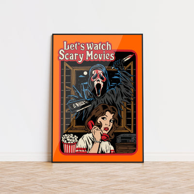 Halloween Poster Lets Watch Scary Movies Horror Poster Print Retro Movie Poster Wohnzimmer Drucke Scream Art Kunstdruck