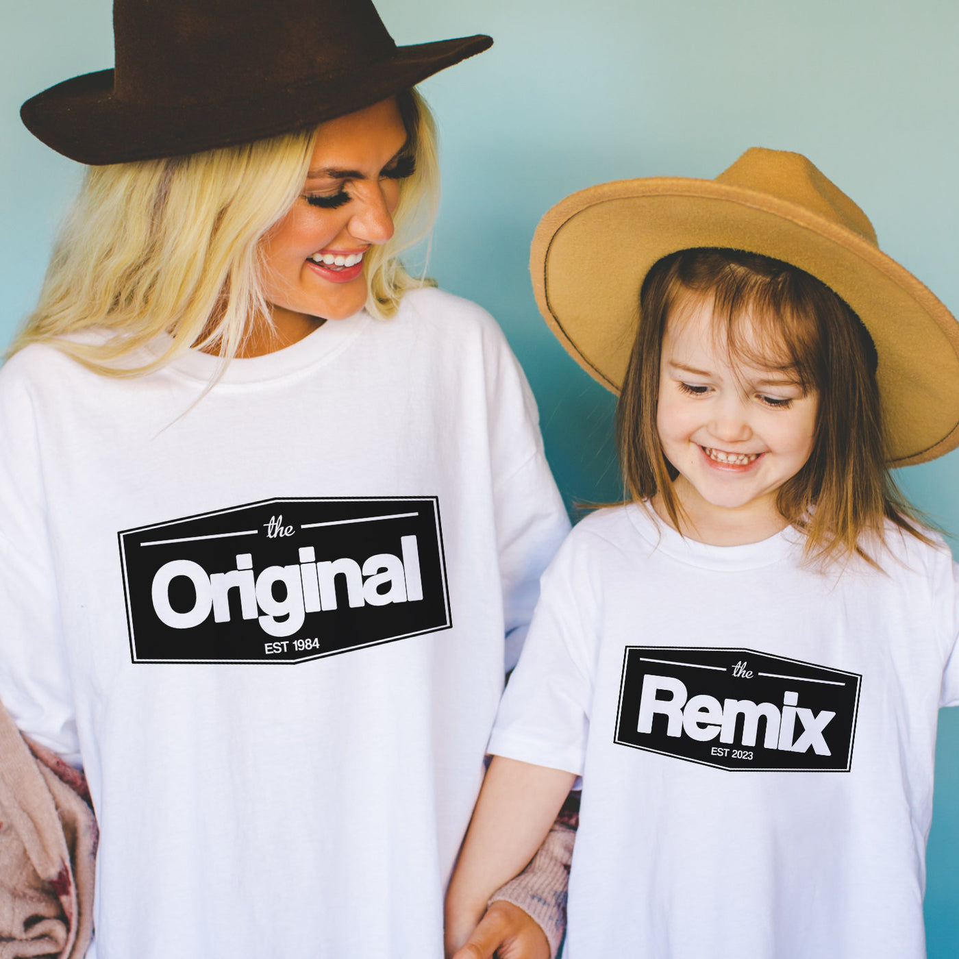 The Original The Remix Shirts Vater Sohn Partnerlook Mama Tochter Outfit Set Babybody bedruckt personalisiert Geschenk zur Geburt für Eltern