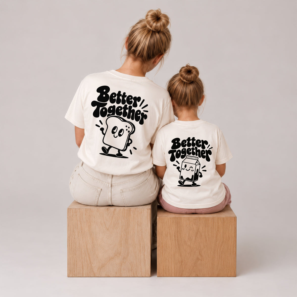 Mutter Tochter Outfit & Vater Sohn Partnerlook Shirts - Toast und Milk Better Together Baby Geschenk zur Geburt für Eltern - Familienoutfit