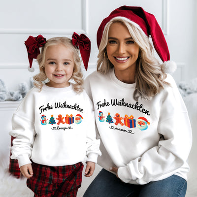 Personalisierte Weihnachtspullover für die Familie - Familienoutfit Weihnachten Sweater für Mama, Papa und Baby