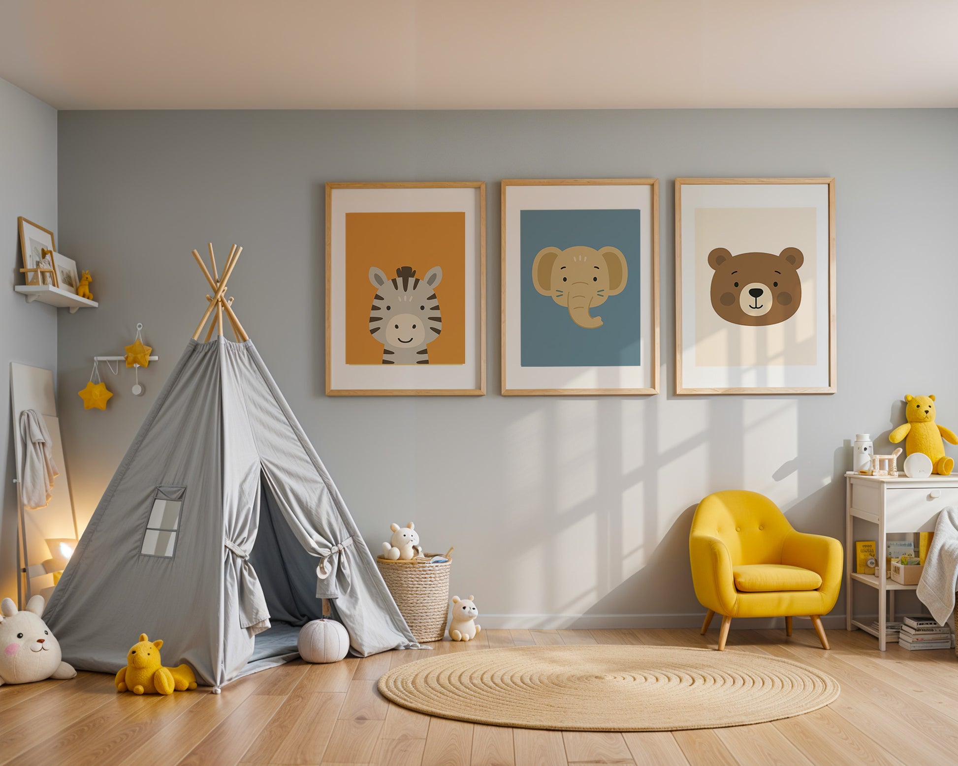 Kinder- & Babyzimmer Poster Tiere - Wandbilder Drucke Löwe, Tiger, Giraffe Panda uvm.