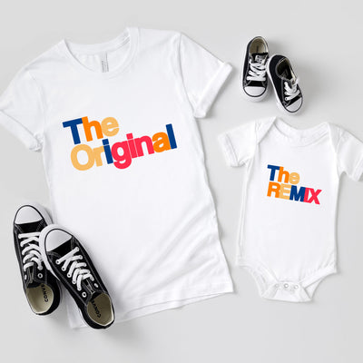 Original Remix Shirts Vater Sohn Partnerlook Mama Tochter Outfit Babybody bedruckt Vater Sohn Geschenk Vatertag Schwangerschaft Ankündigung
