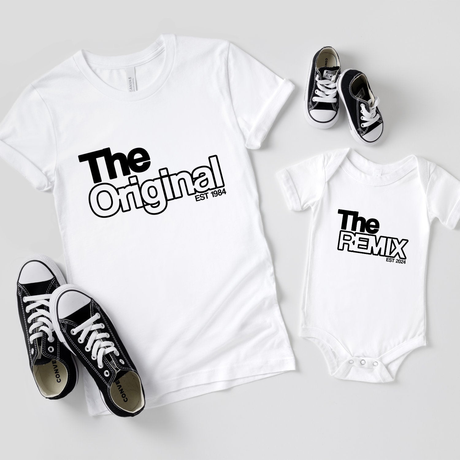 Original Remix Shirts Vater Sohn Partnerlook Mama Tochter Outfit Babybody bedruckt Vater Sohn Geschenk Vatertag Schwangerschaft Ankündigung