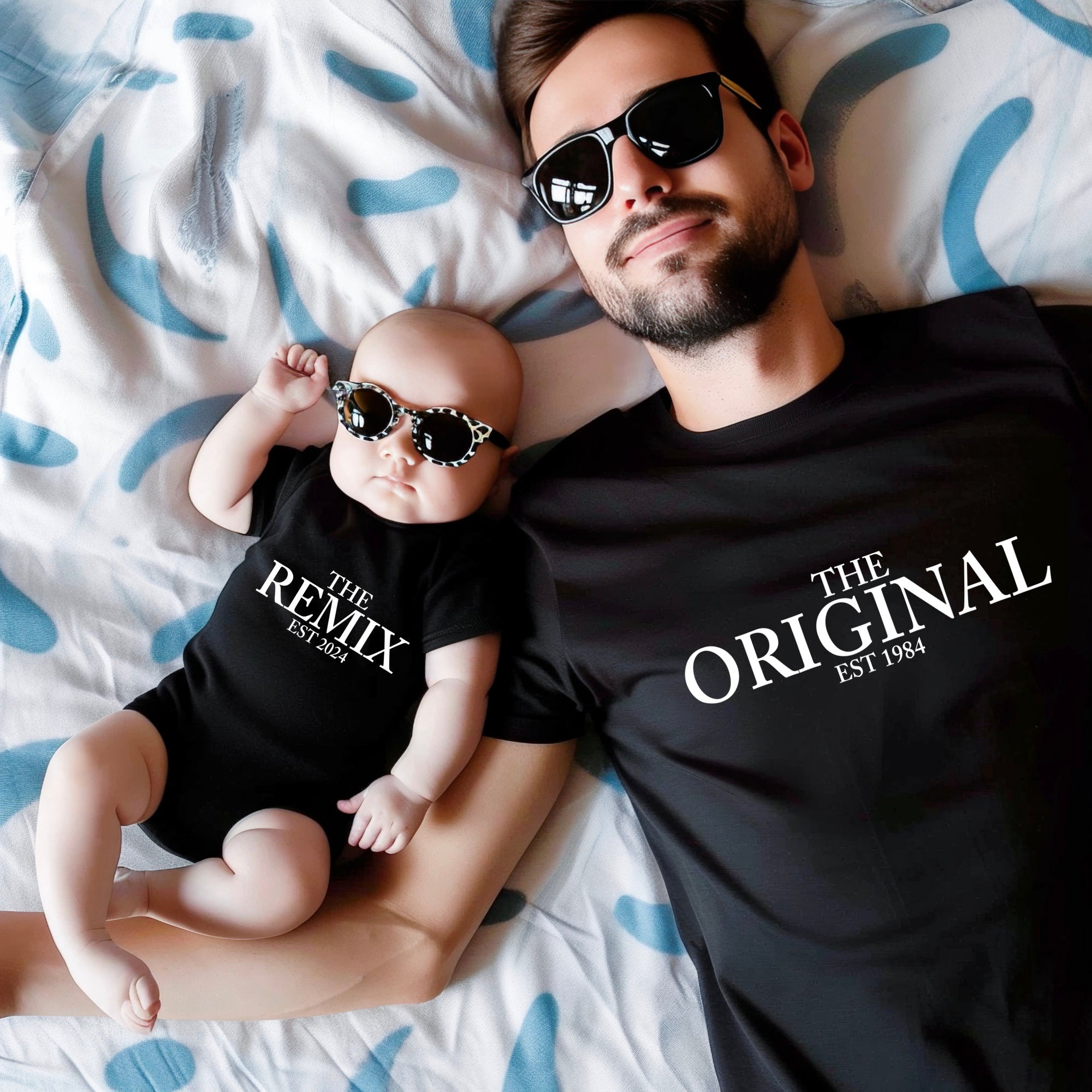 Personalisierte Geschenke Baby Vater Sohn Partnerlook Papa tshirt Mutter Tochter Outfit Geschenk Papa Valentinstag Original Remix Shirts