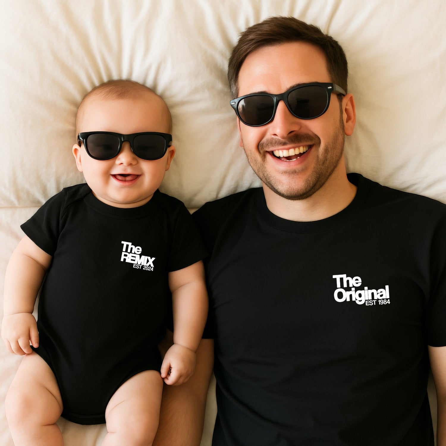 The Original The Remix Shirts Vater Sohn Partnerlook Mama Tochter Outfit Set Papa Geschenk Baby Vatertag Babybody bedruckt personalisiert