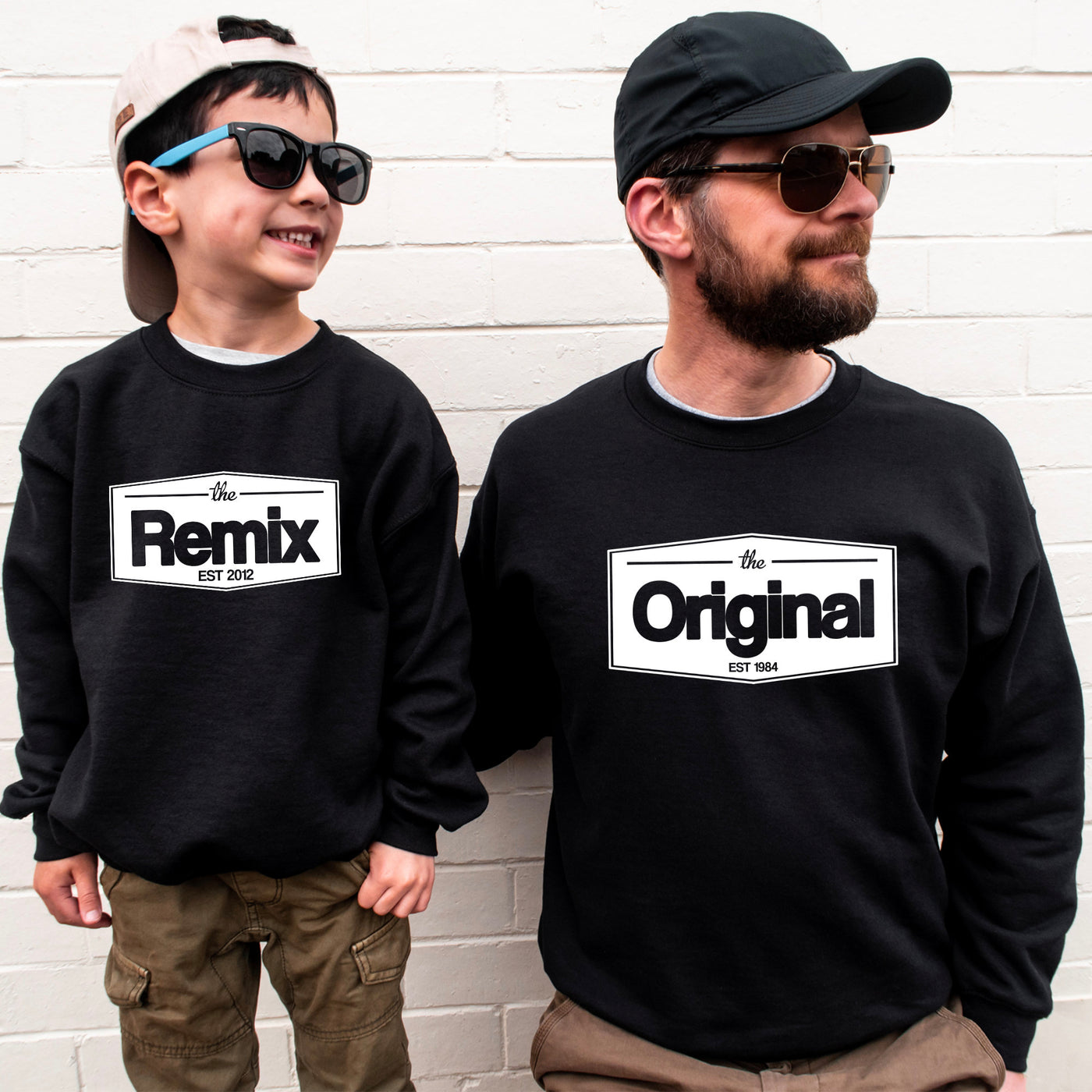 The Original The Remix Pullover Vater Sohn Partnerlook Sweatshirts Mama Tochter Outfit Set personalisiert Geschenk zur Geburt für Eltern