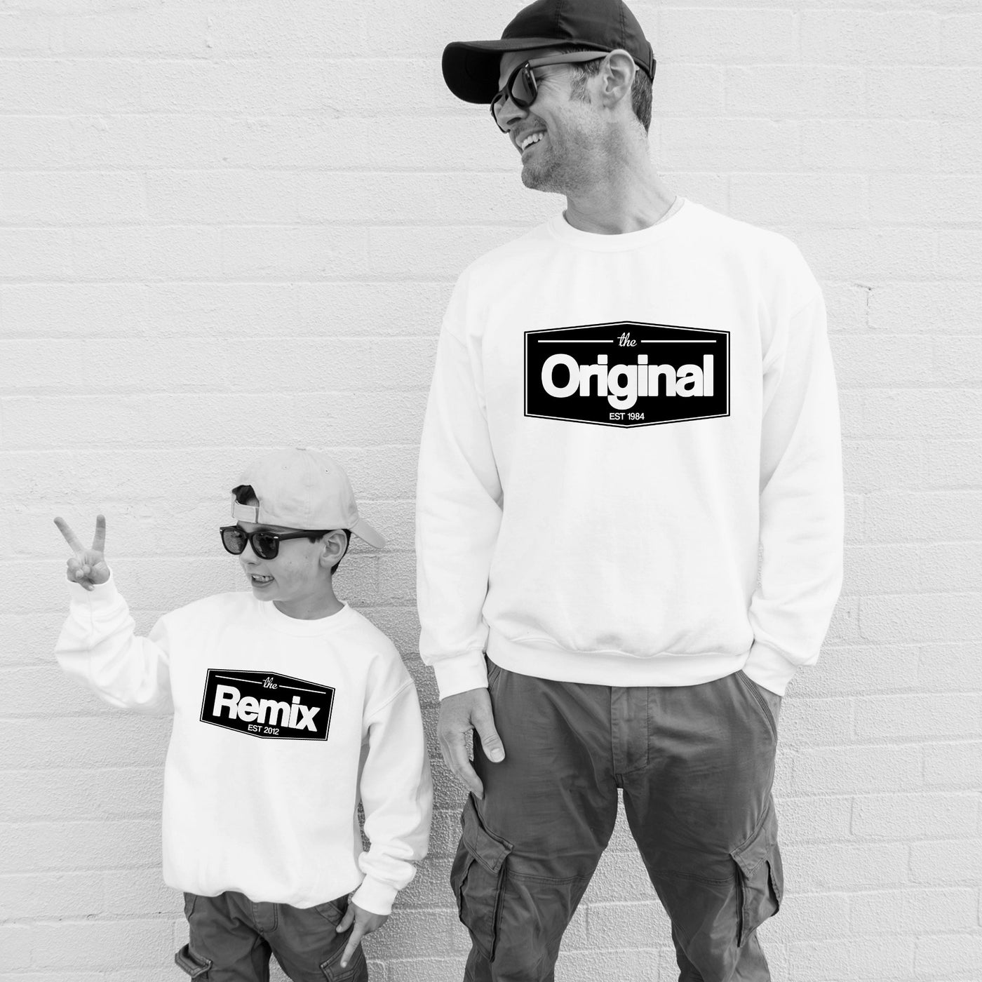 The Original The Remix Pullover Vater Sohn Partnerlook Sweatshirts Mama Tochter Outfit Set personalisiert Geschenk zur Geburt für Eltern